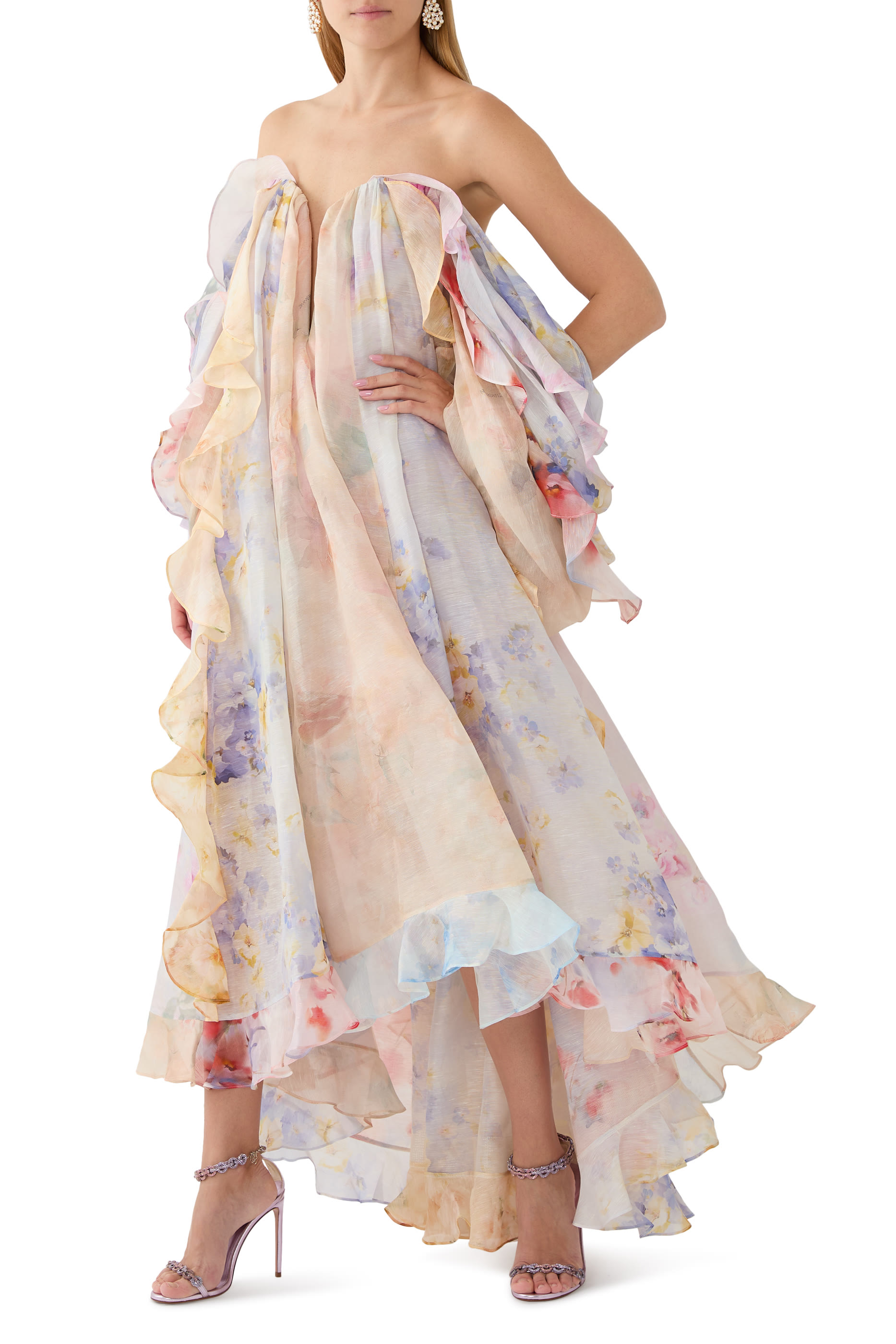 فستان كراش بكشكش وبدون حمالات