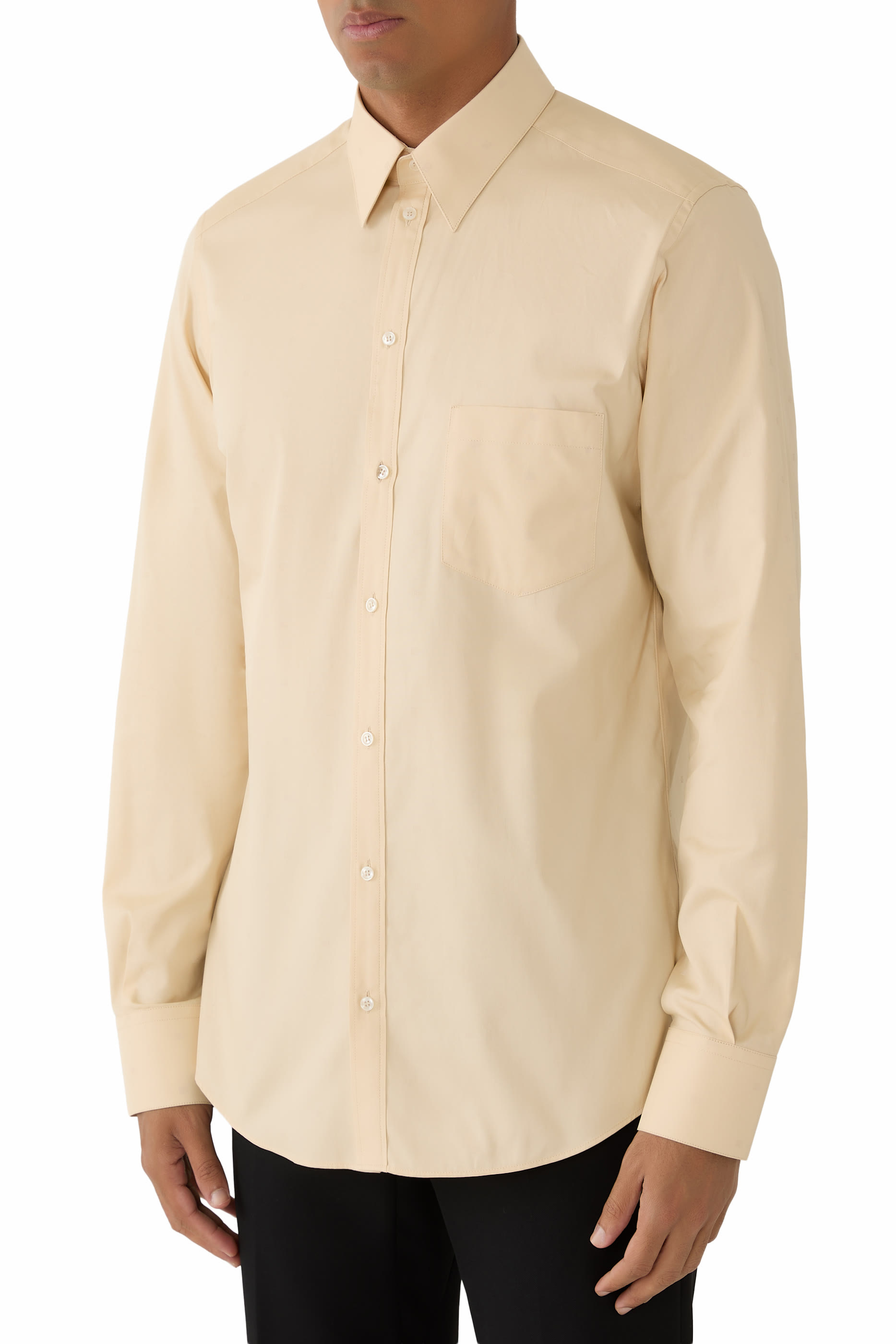 قميص بقصة عادية ونقشة شعار الماركة بوبلين