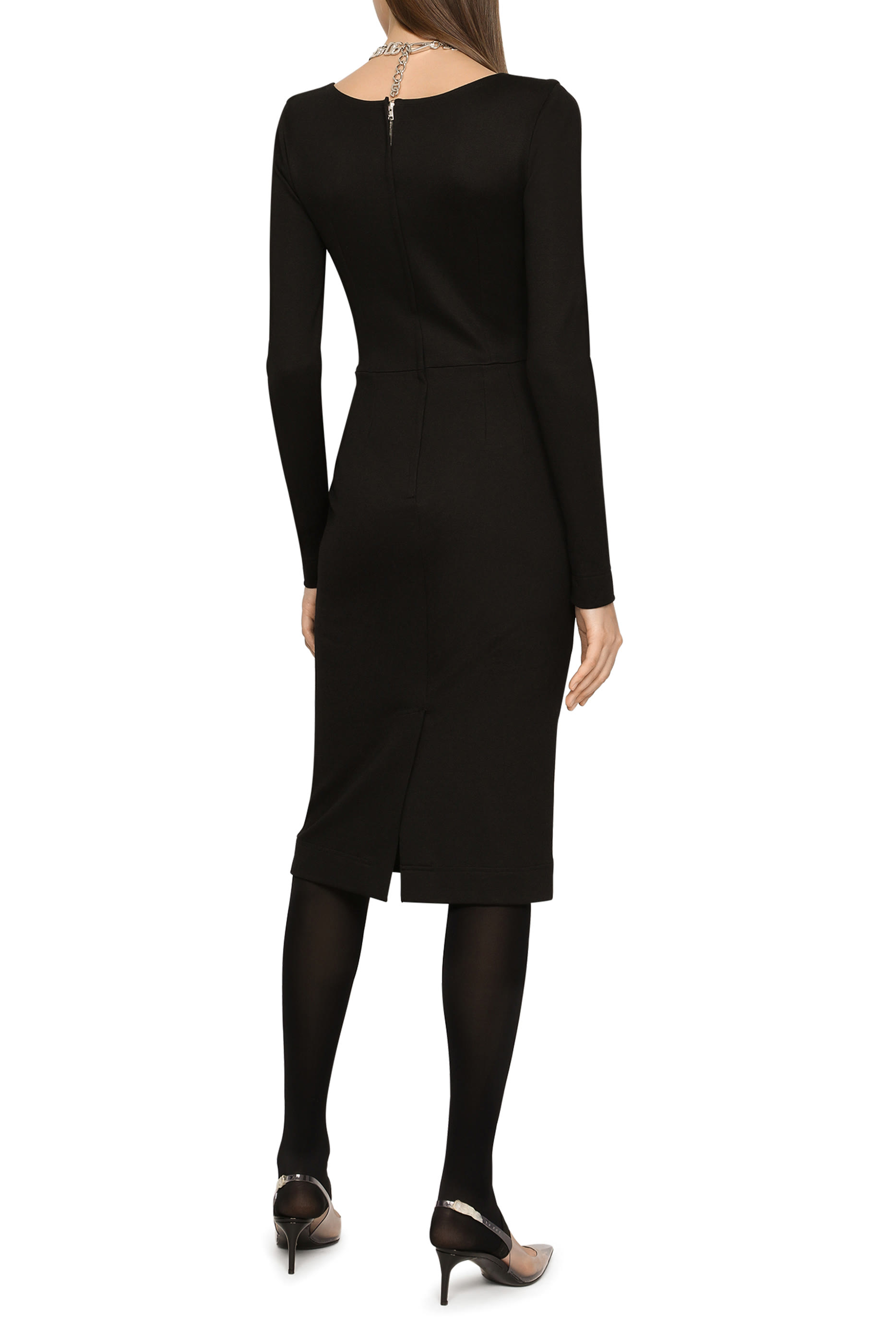 فستان ميلانو متوسط الطول بلا أكمام قماش مضلع