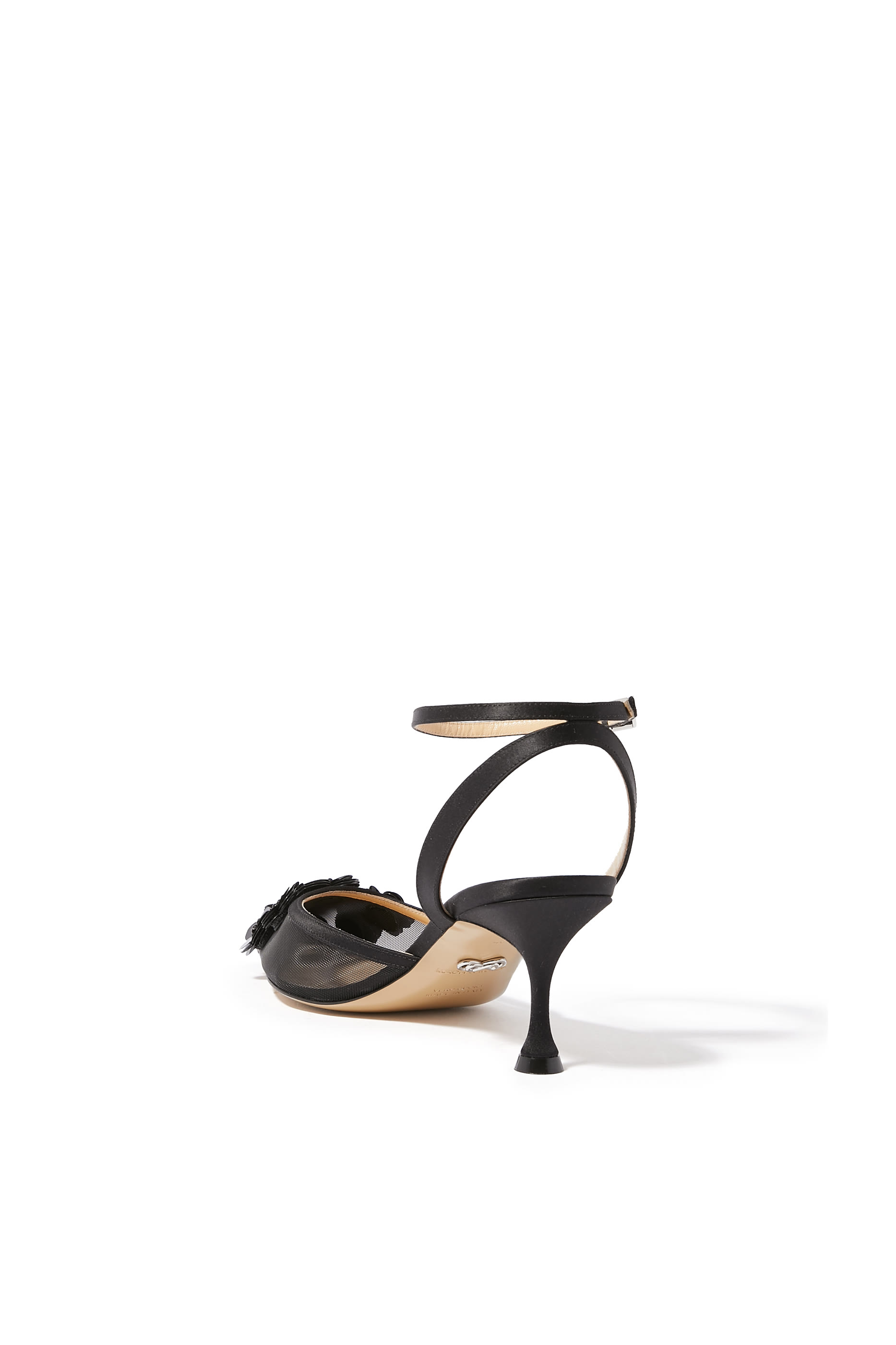 حذاء كلاسيكي 65 مزين بزهور قماش شبكي