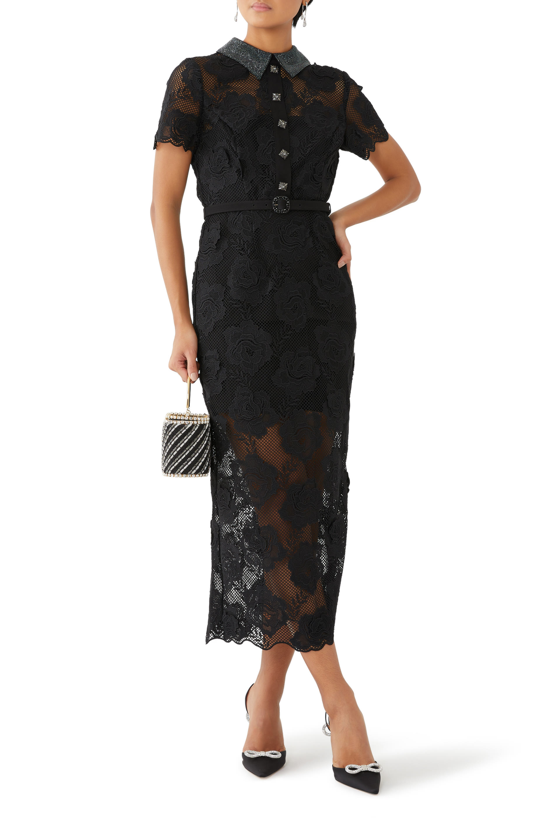 فستان دانتيل ديامانتي متوسط ​​الطول