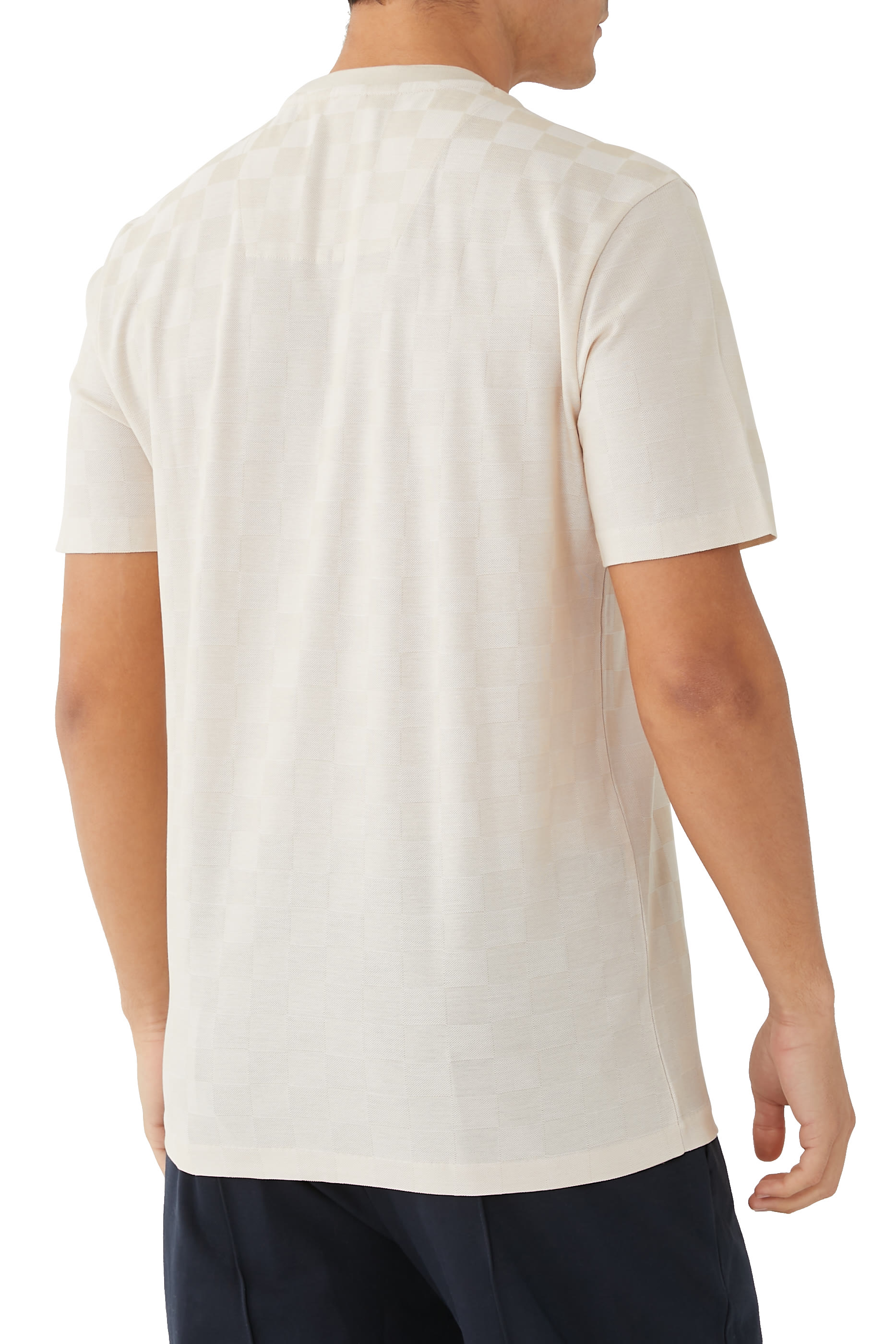 تيشيرت بورش بنقشة مربعات جاكار