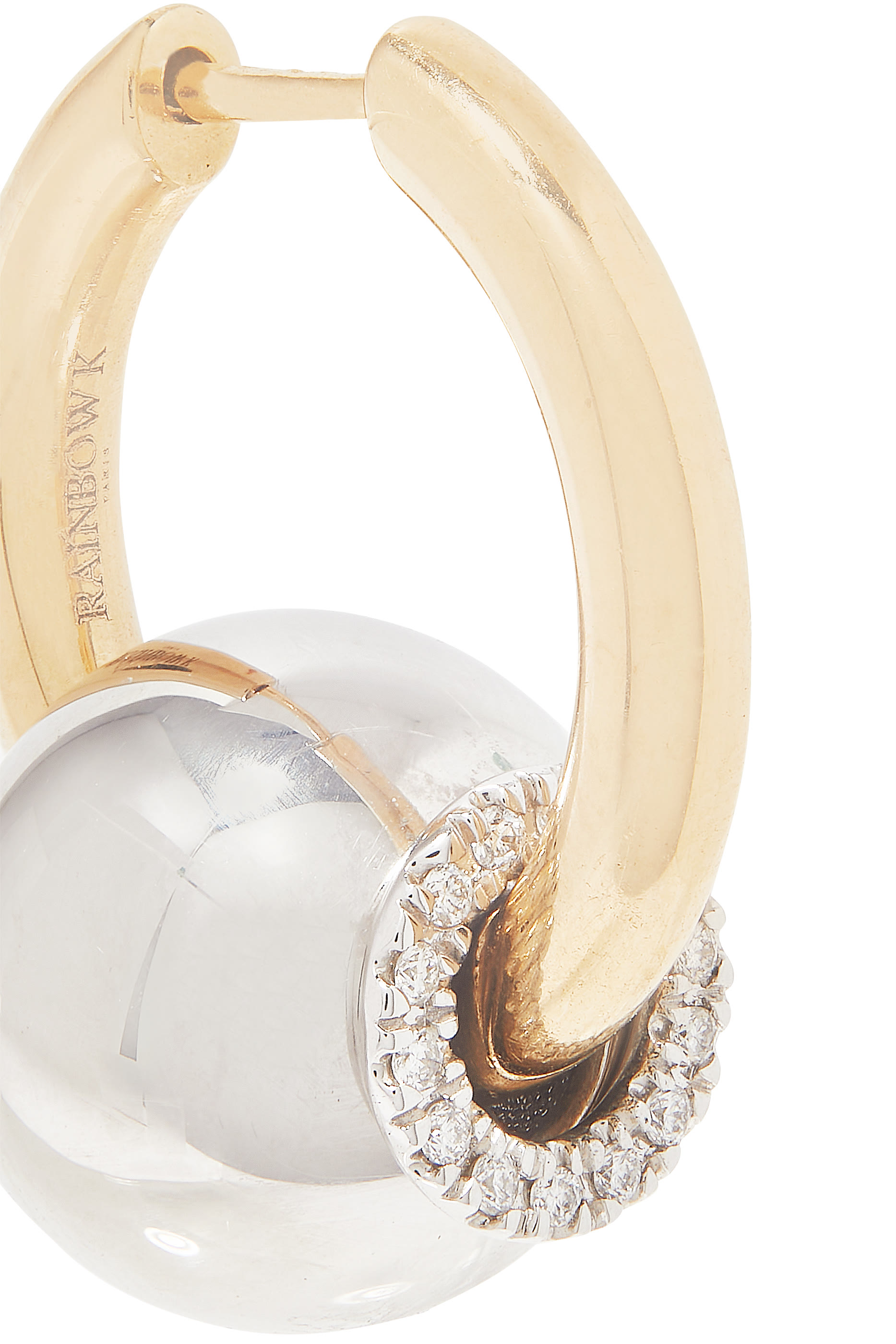 قرط دائري مرصع بالماس ذهب مختلط عيار 14