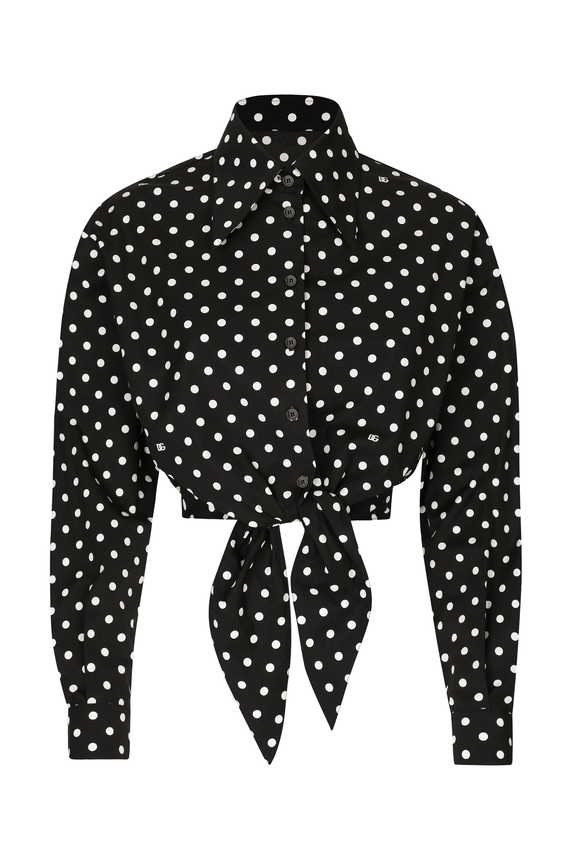 بلوزة قصيرة بنقشة نقاط بولكا