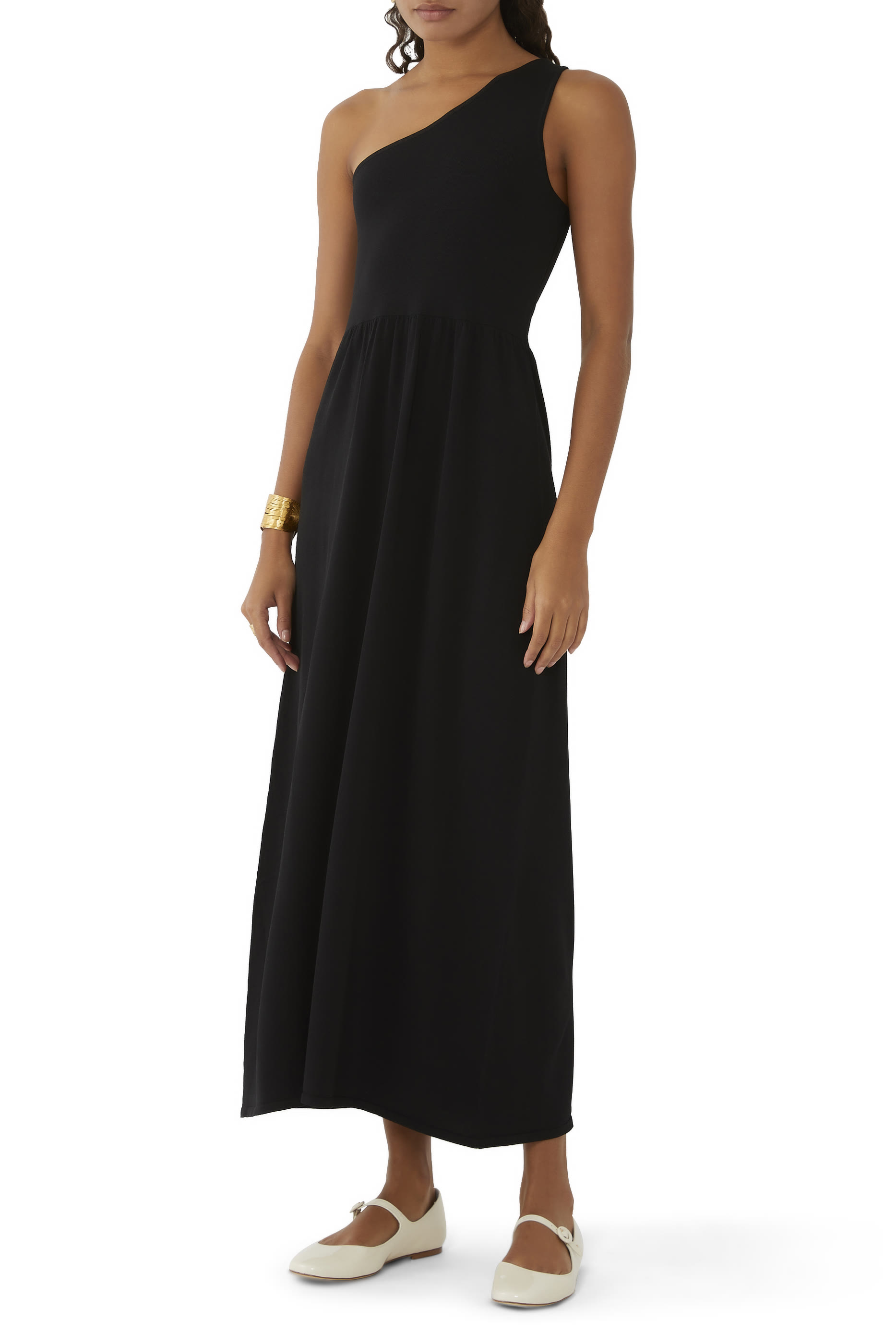 فستان منسوج بتصميم غير متماثل