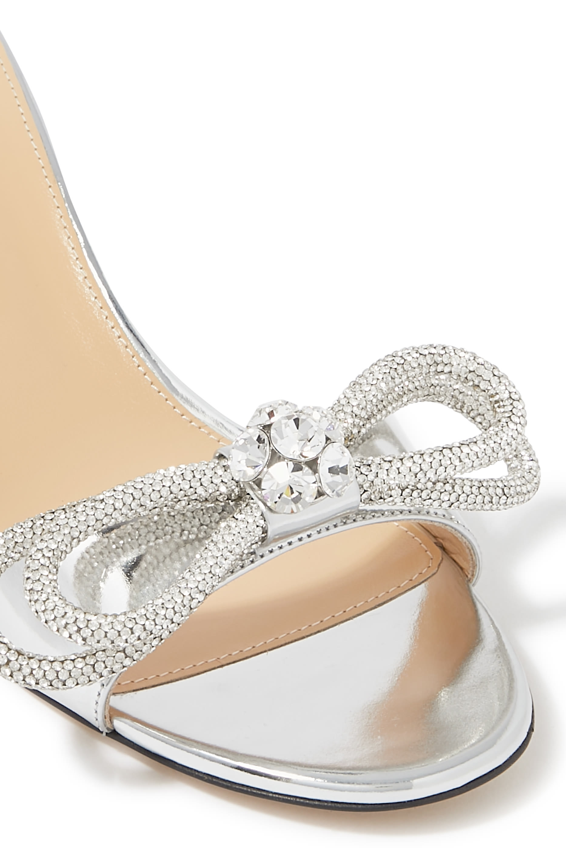 حذاء مفتوح من الخلف 65 لامع بفيونكة مزدوجة