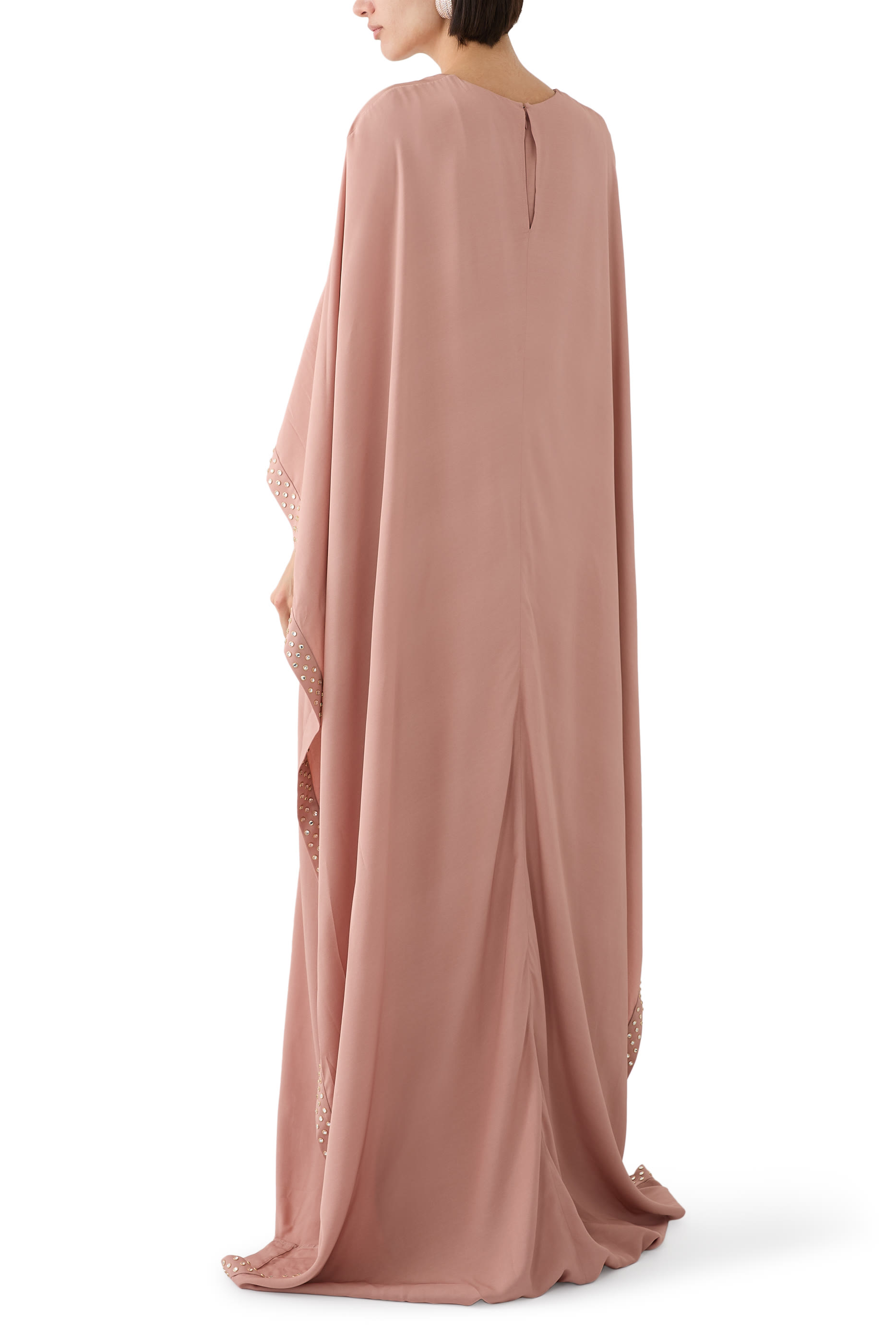 فستان سهرة بكاب مرصع بكريستال خال من الرصاص