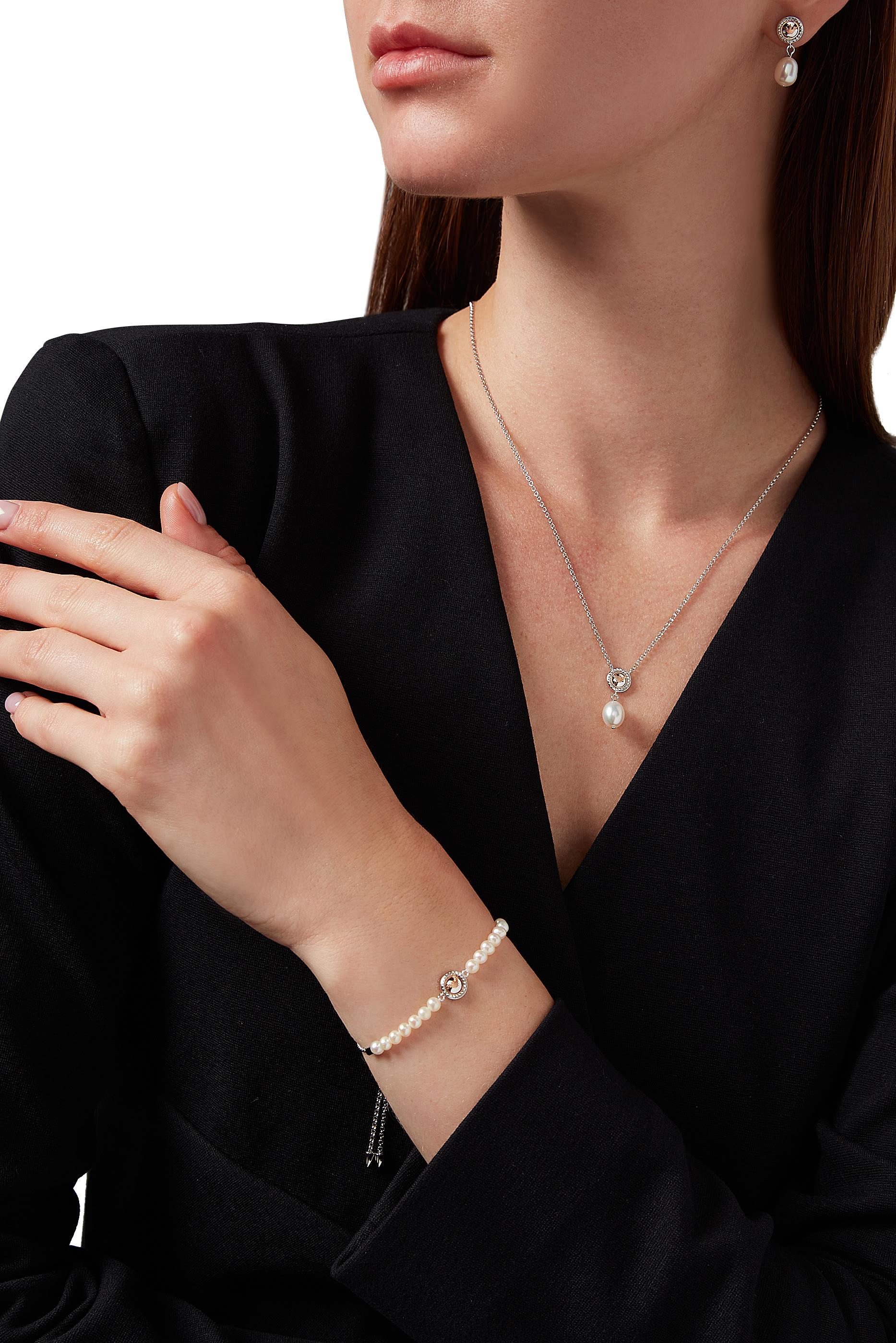 سوار ايسنشيل مزين باللؤلؤ فضة إسترلينية