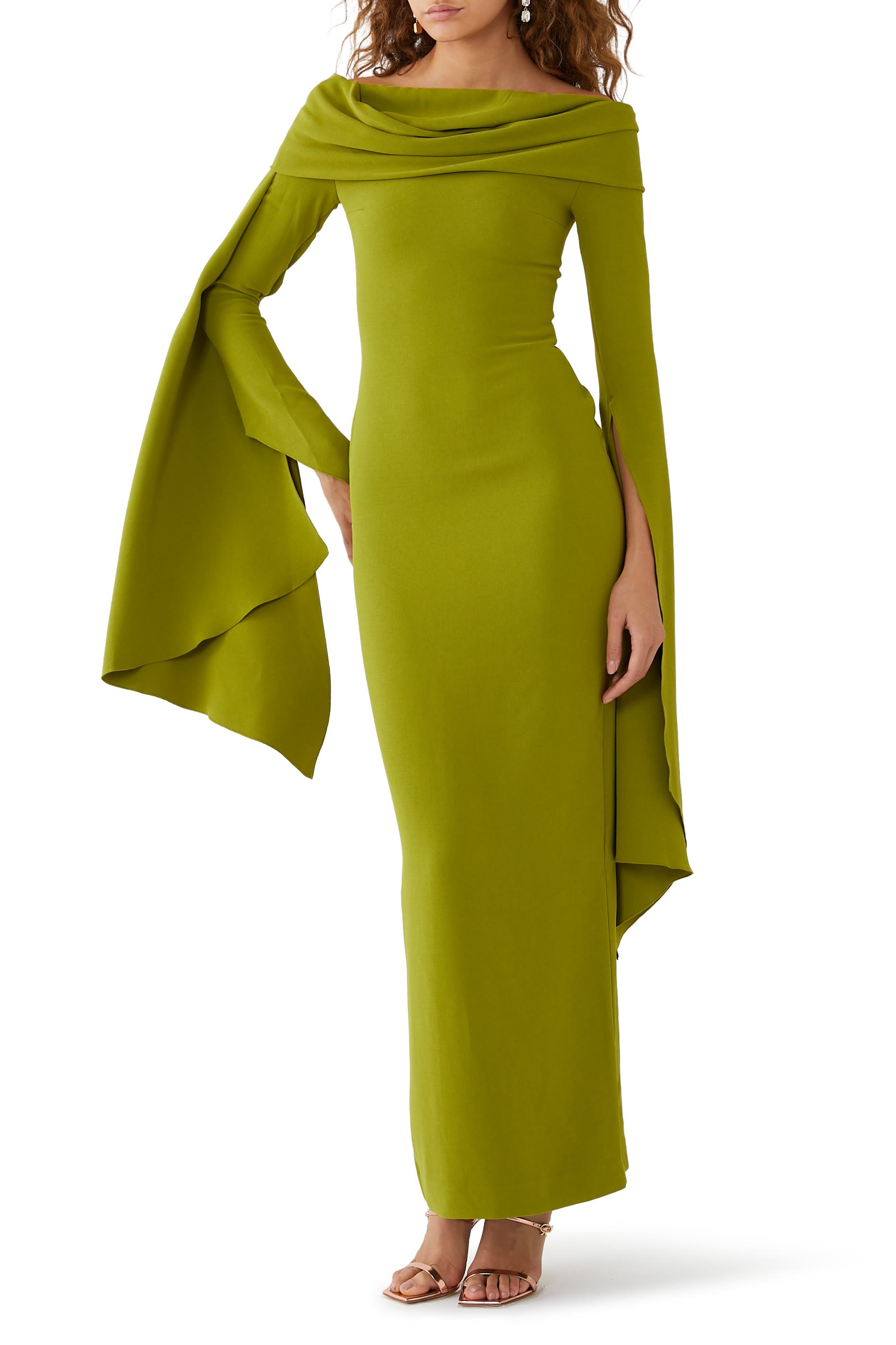 فستان اردن طويل بأكتاف متساقطة