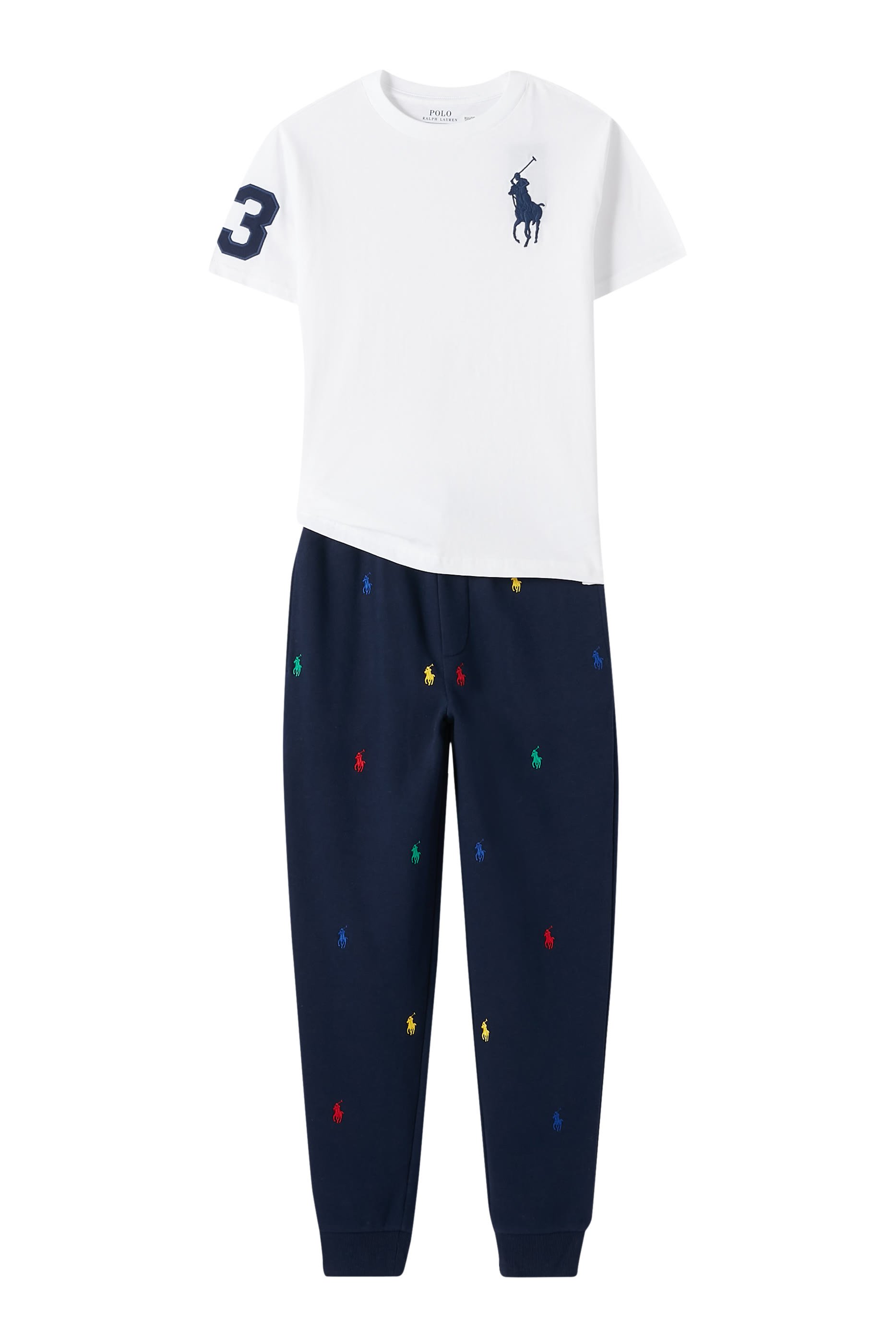 تيشيرت بأكمام قصيرة وشعار الماركة للأطفال