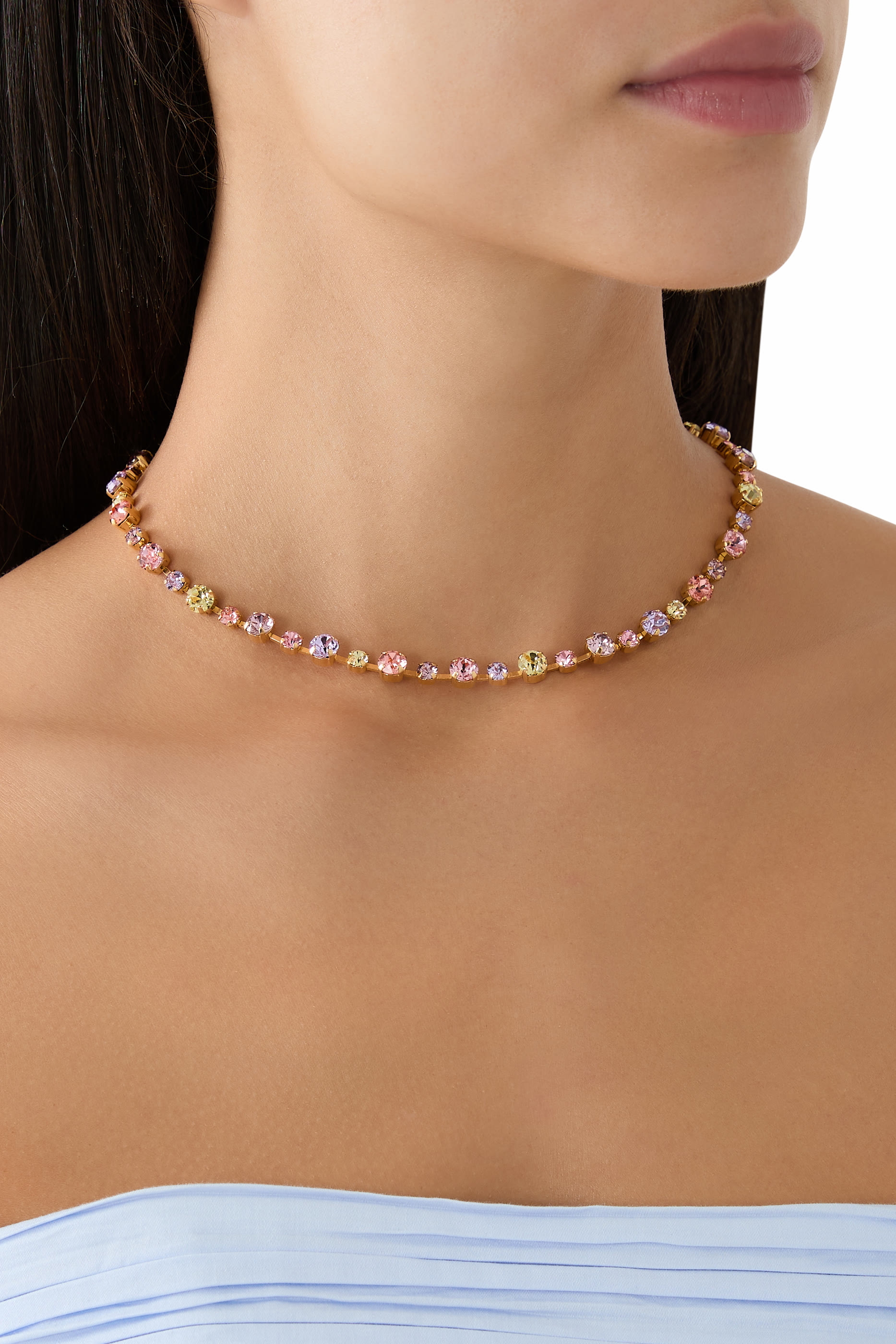 قلادة  كالانثي سمر كومبو مرصعة بكريستال، نحاس مطلي بذهب عيار 18