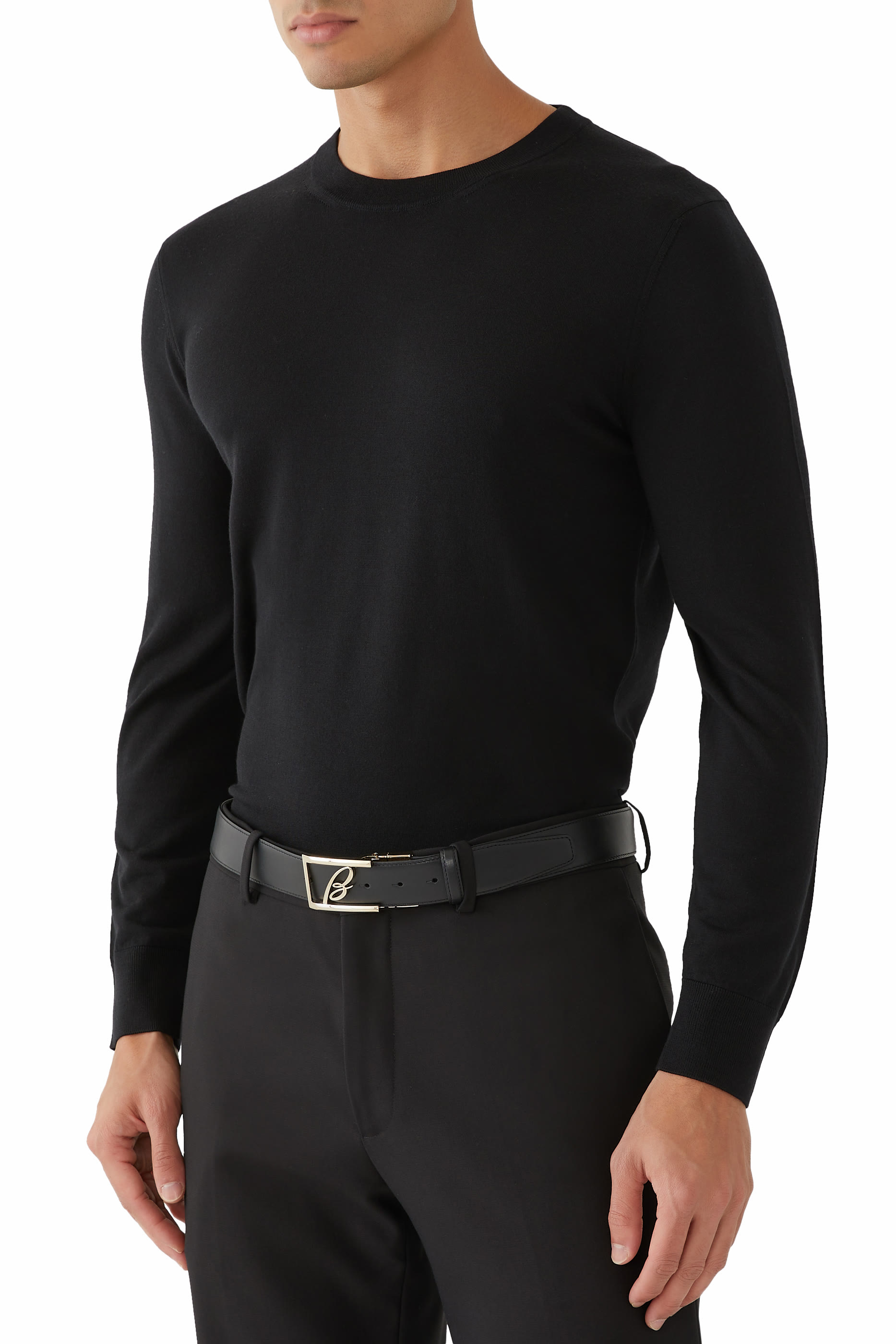 حزام بإبزيم بشعار الماركة جلد