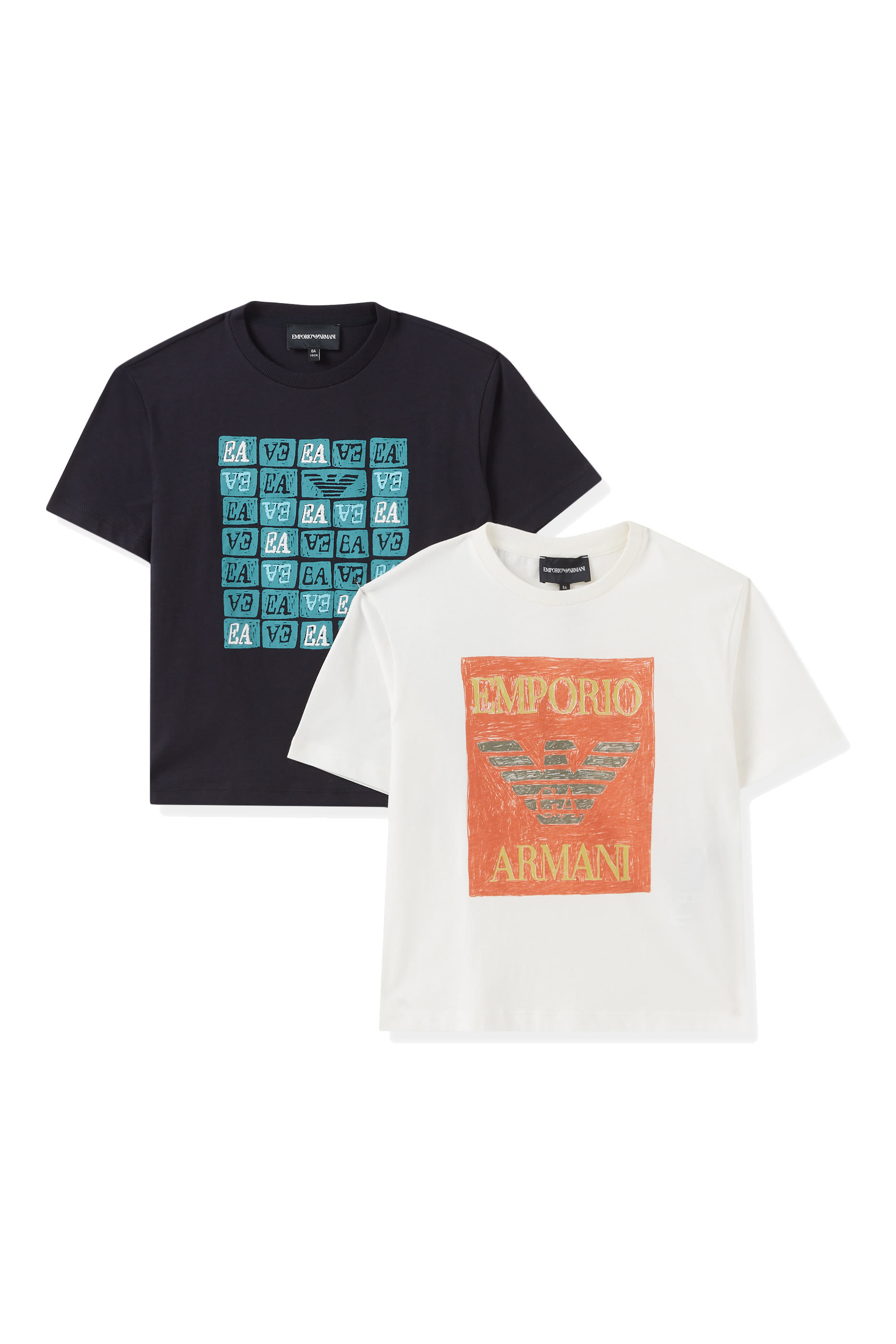 طقم تيشيرت بشعار الماركة للأطفال قطعتين