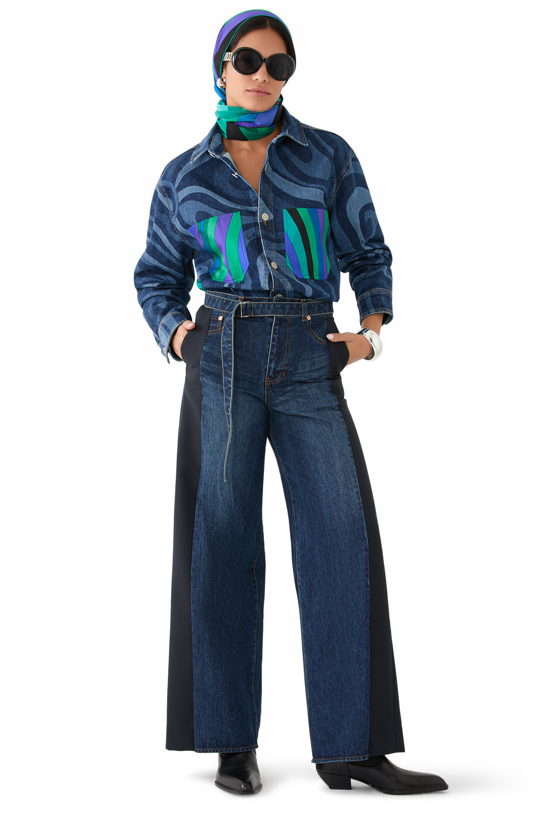 جاكيت بنقشة ايريد دنيم وحرير