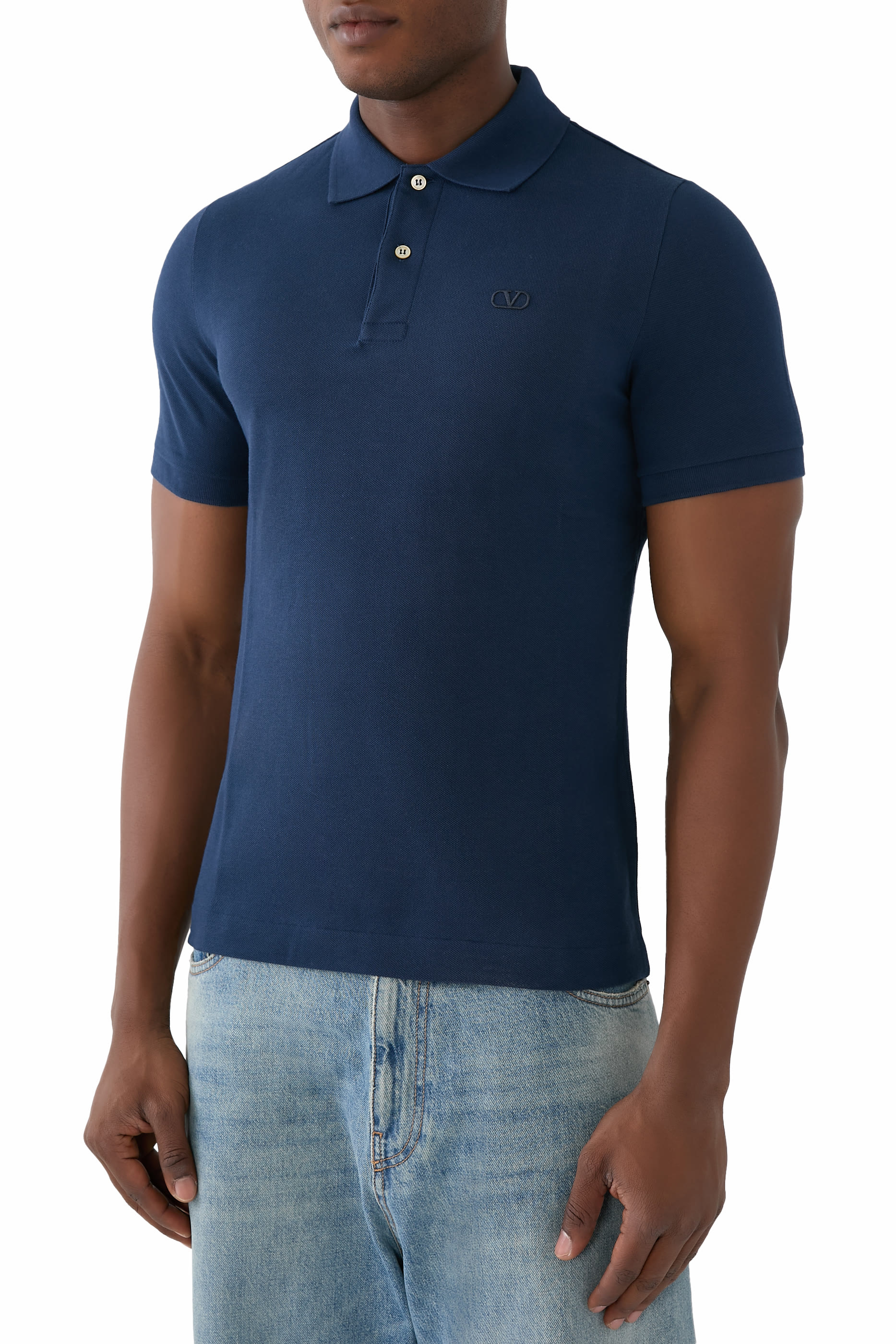 قميص بولو مطرز بشعار الماركة قطن بيكيه