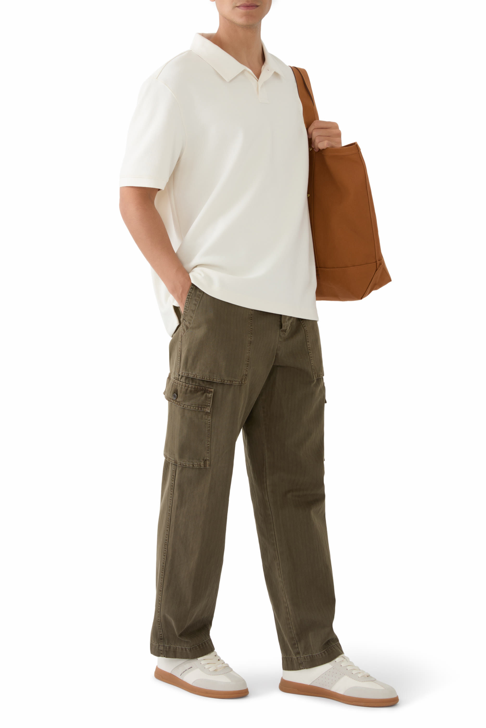 بنطال بتصميم عملي تويل بنقشة هارينج بون