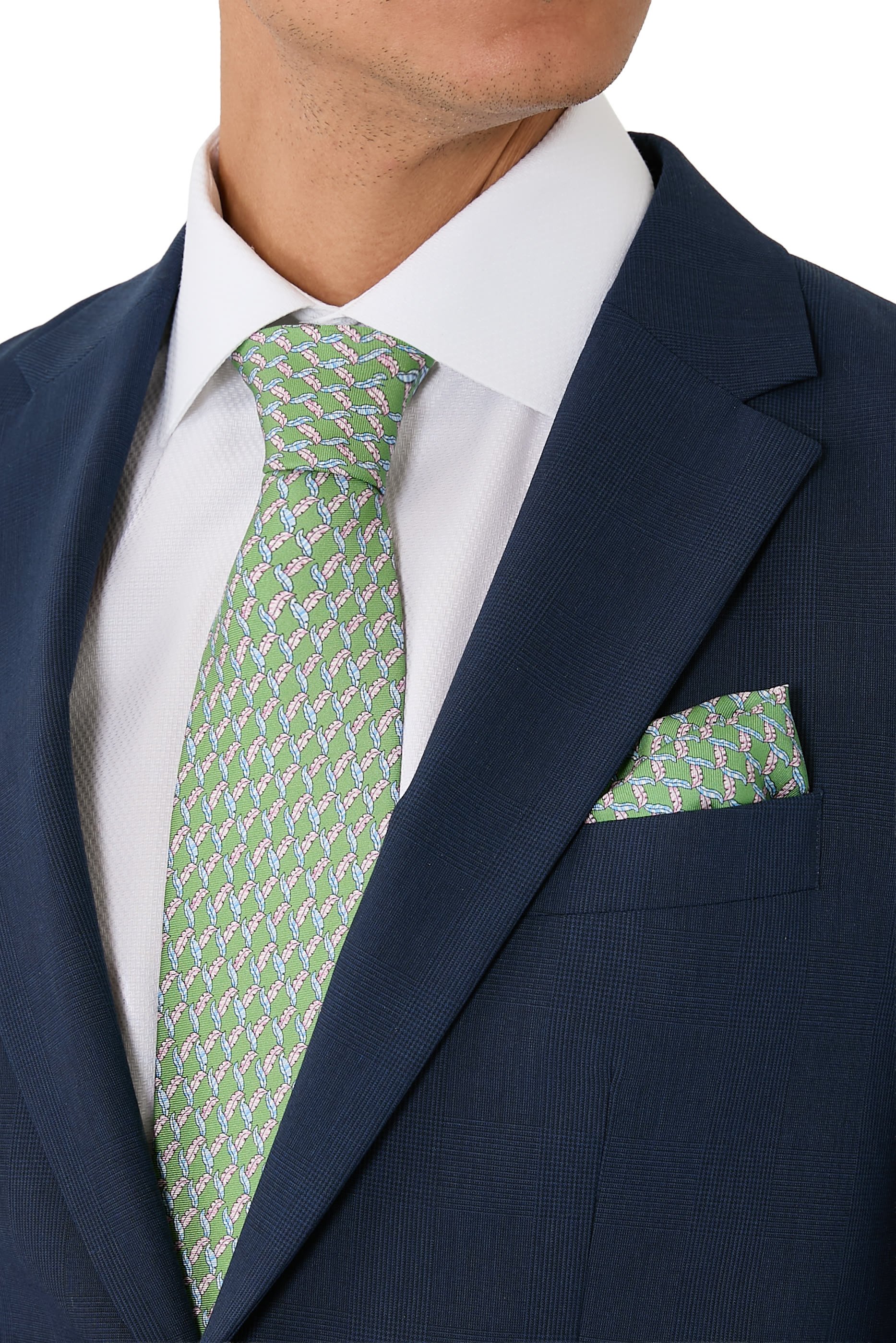 منديل جيب بنقشات ريش حرير تويل