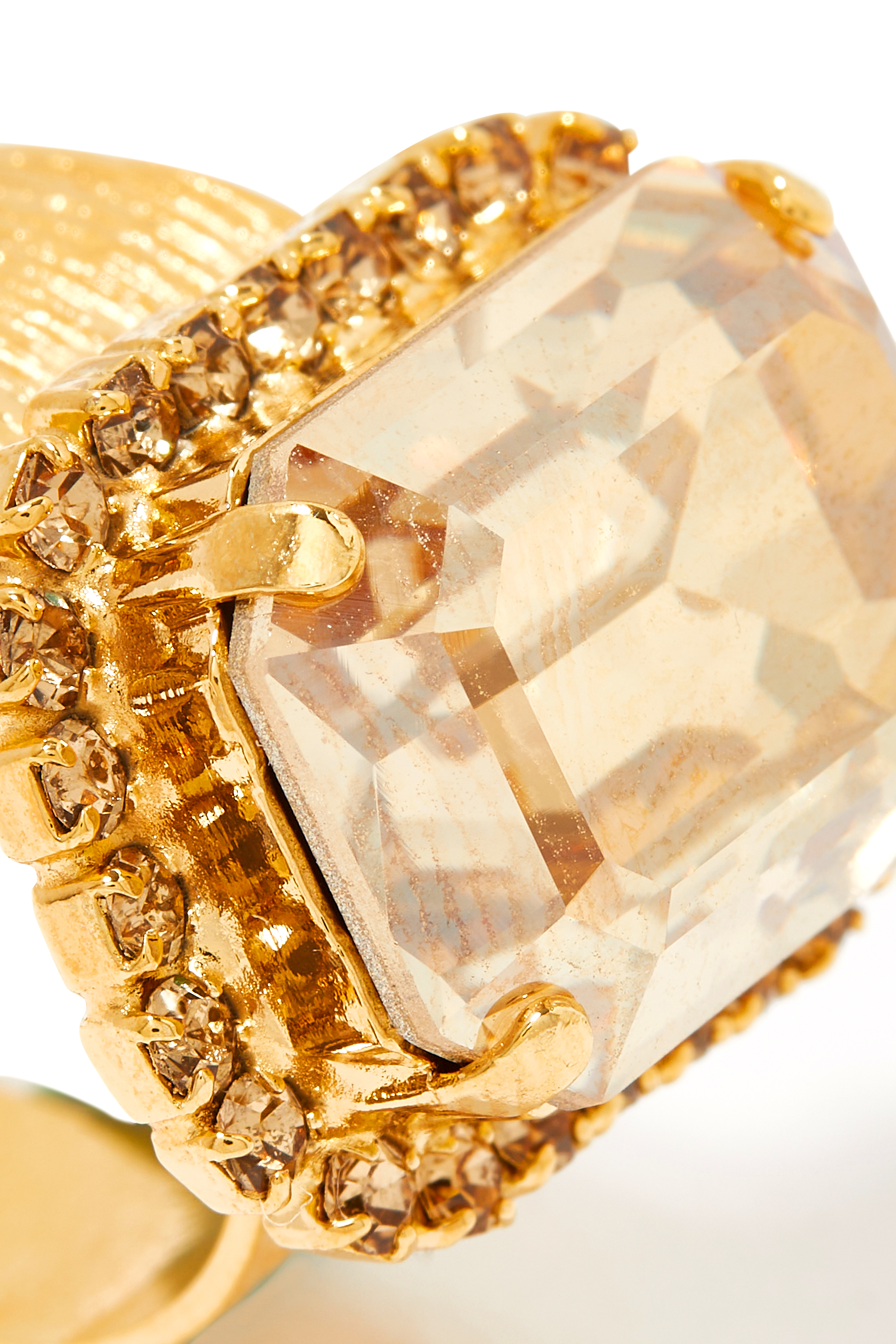 خاتم ليديا كوكتيل مرصع بالكريستال روديوم مطلي بذهب أصفر عيار 18