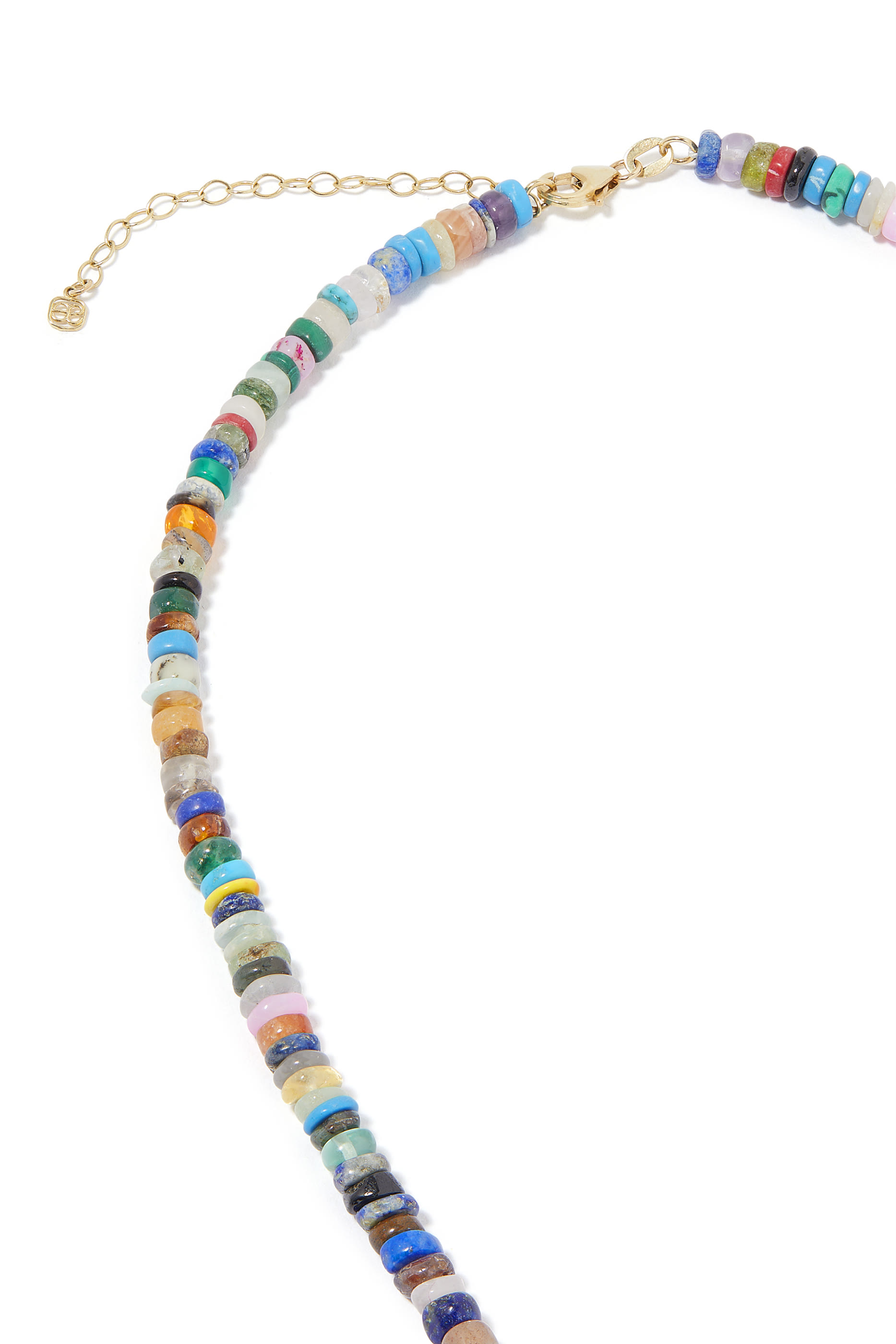 قلادة بخرز هيشي ودلاية بتصميم عين حسود ذهب أصفر عيار 14