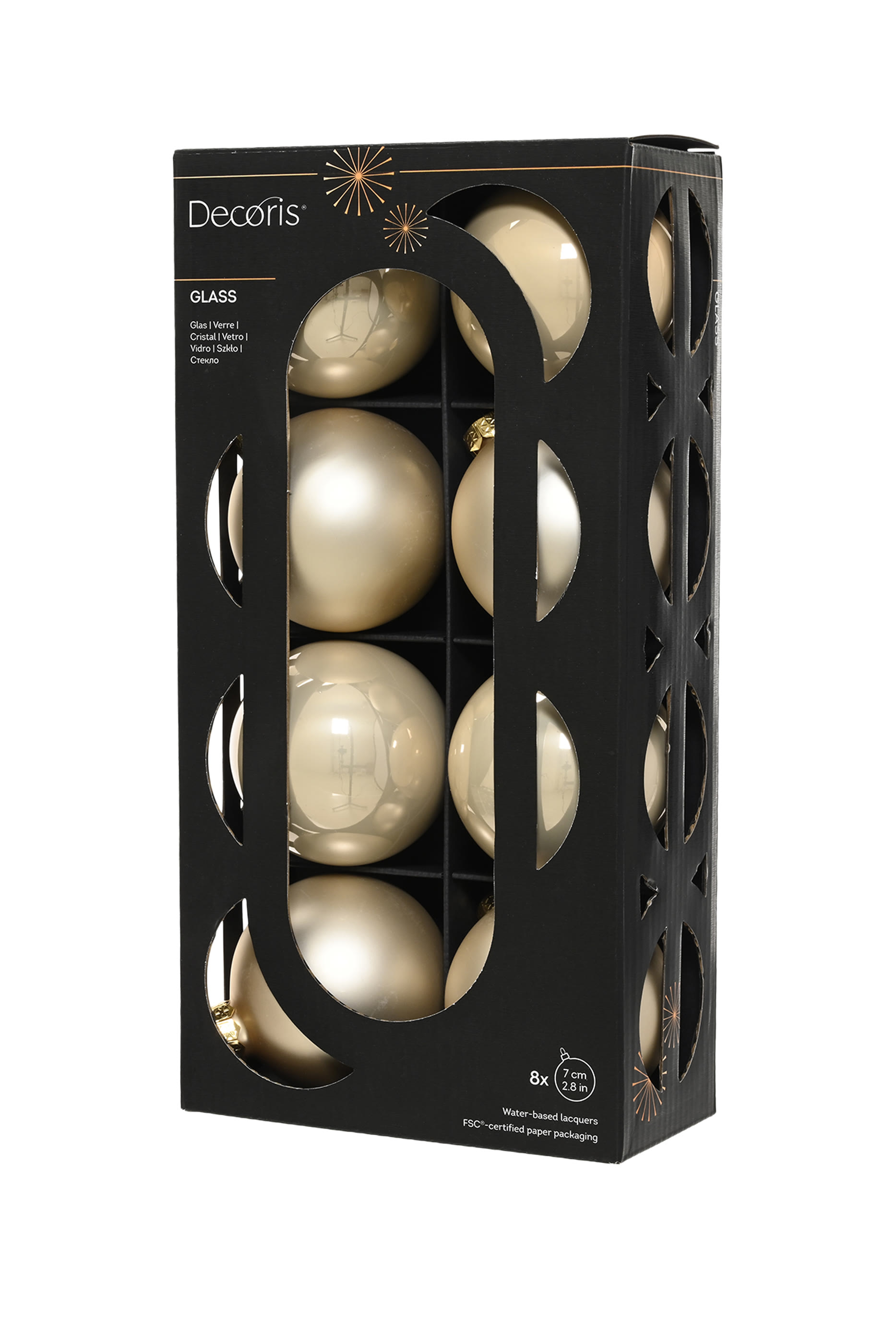 طقم كرات زينة زجاج، 8 قطع