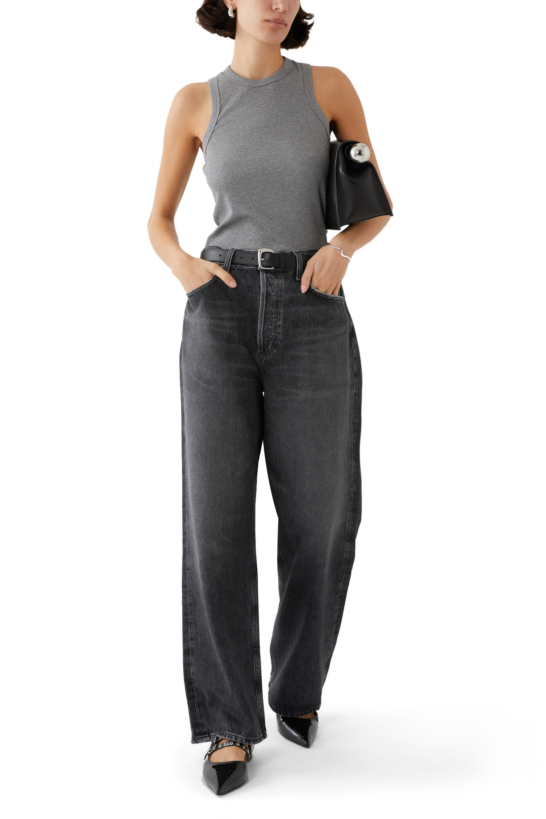 بنطال جينز فضفاض بخصر منخفض