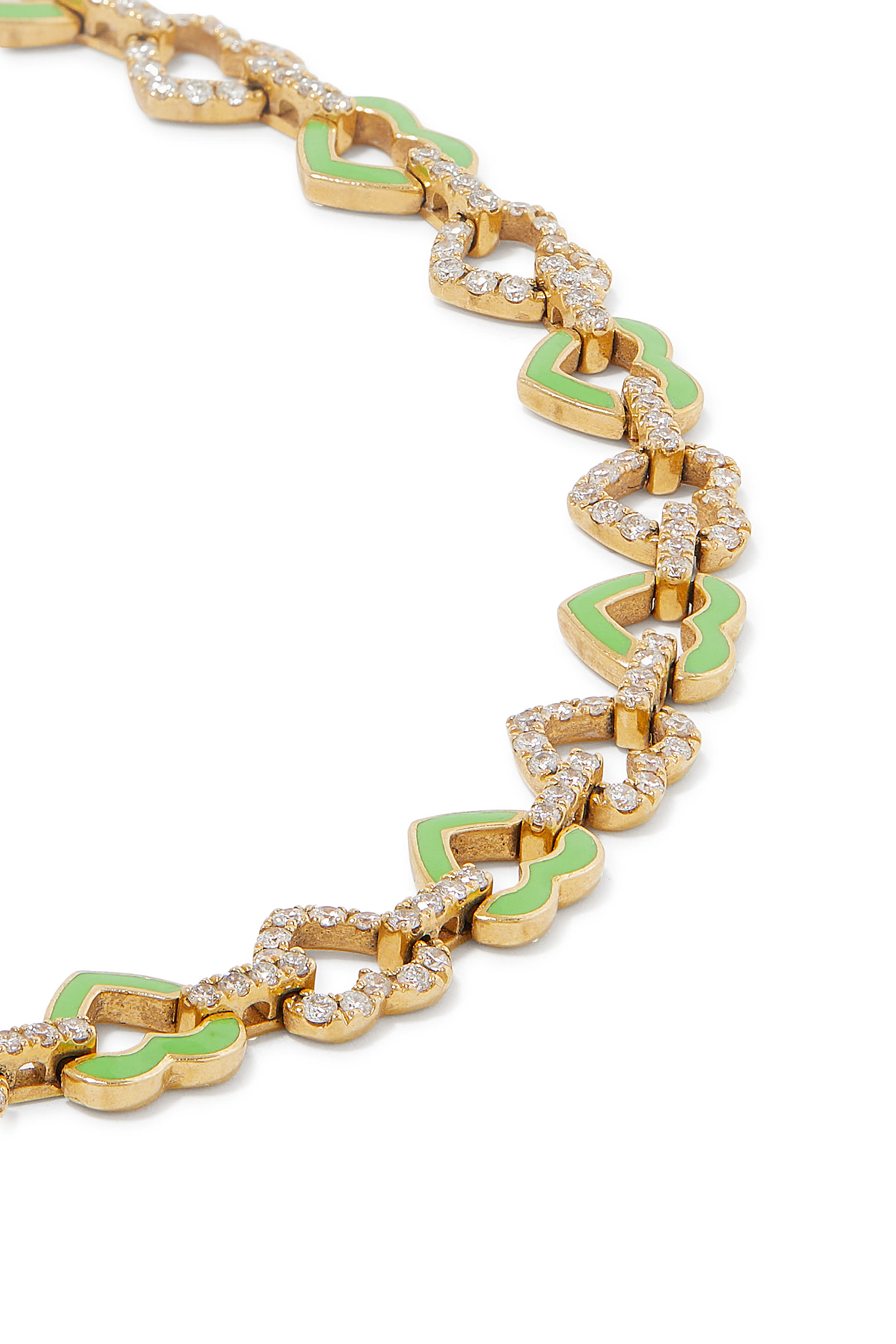 خلخال بحلقات بتصميم قلب مزين بمينا، ذهب أصفر عيار 18