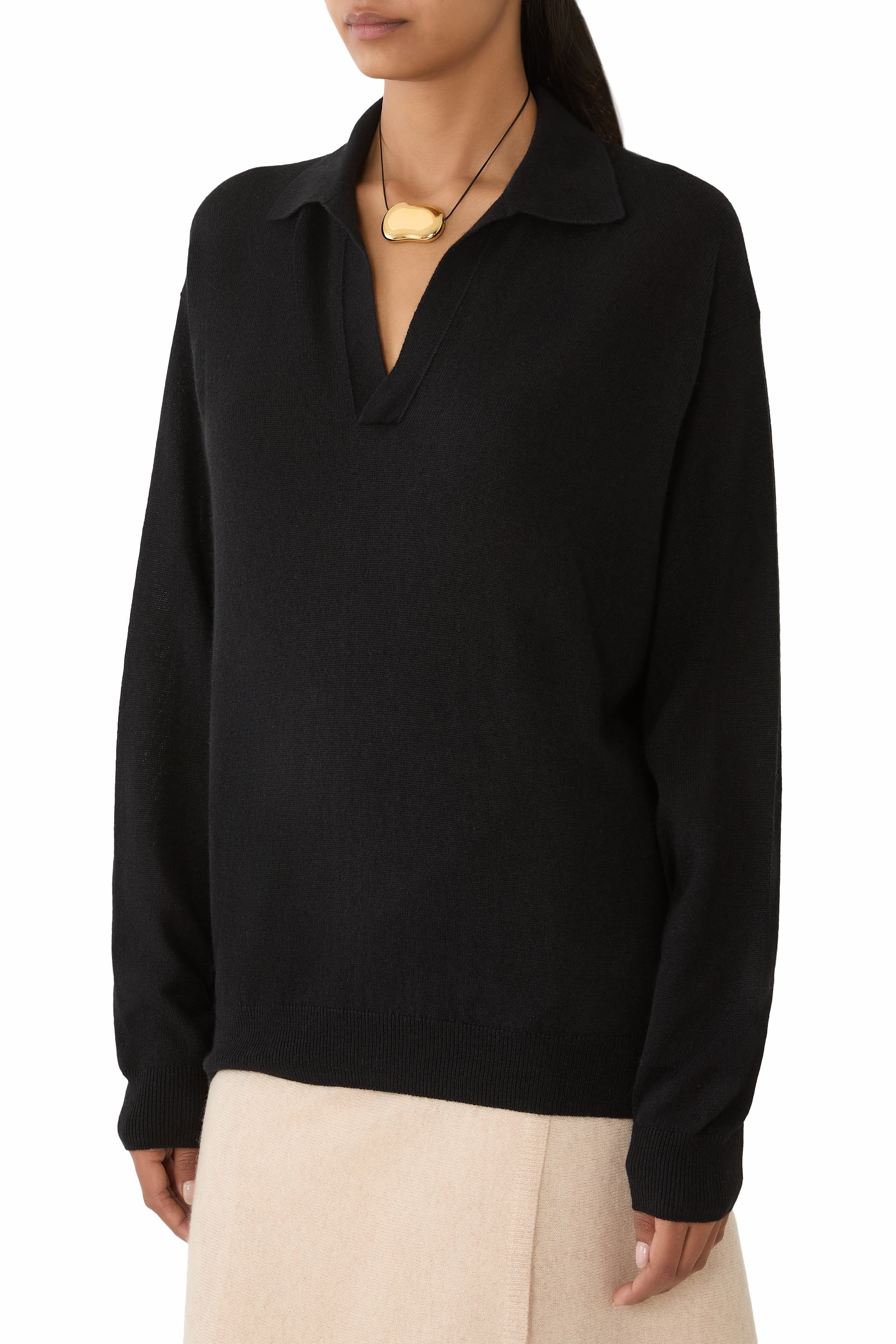 كنزة بولو سكيبر حرير ونسيج كشمير فائق النعومة