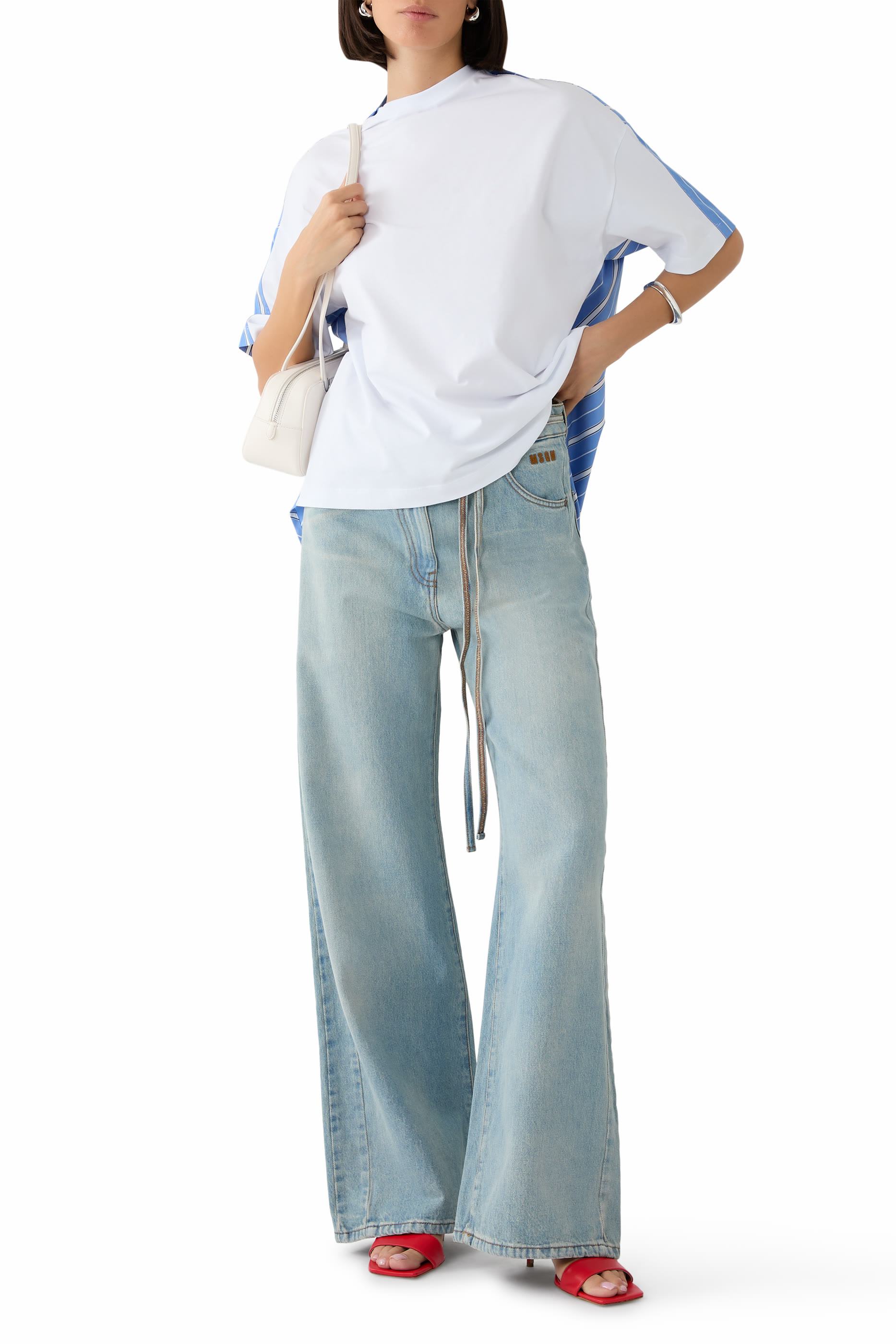 بنطال بقصة ساق واسعة دنيم