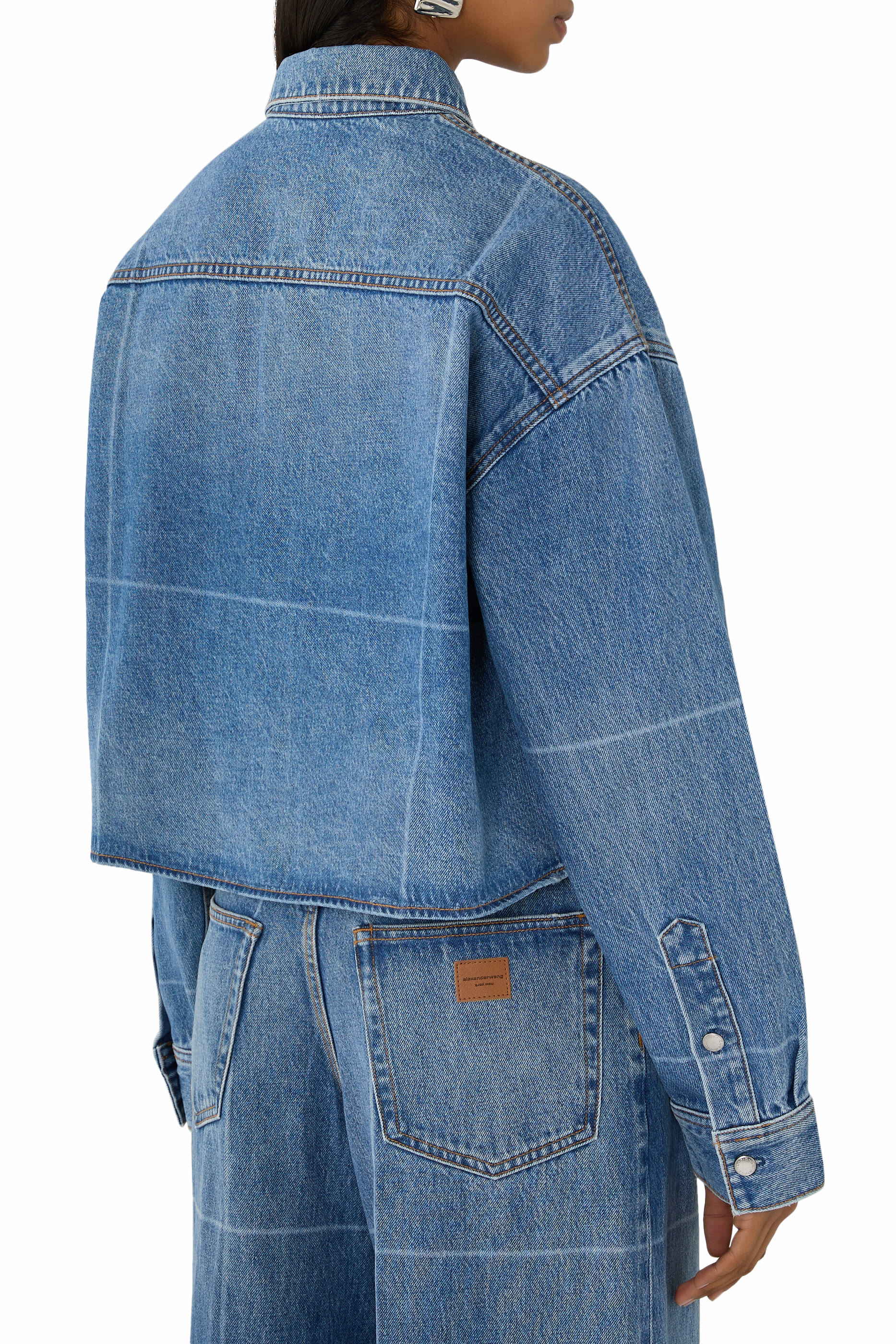 Foldline Denim Crop Shirt