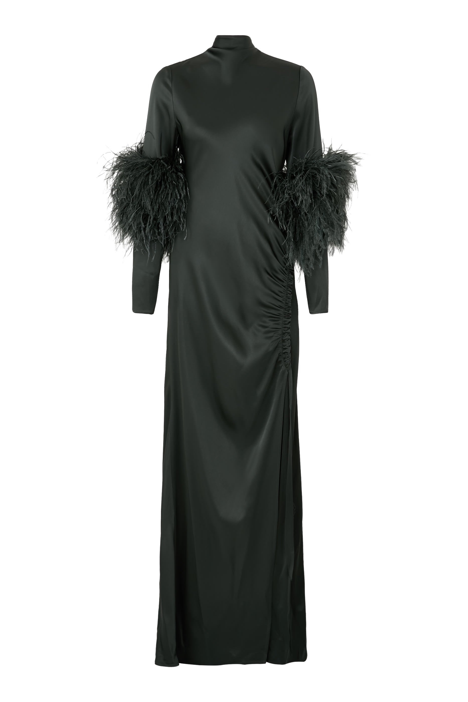 Feather Gathered-Detail Long Dress