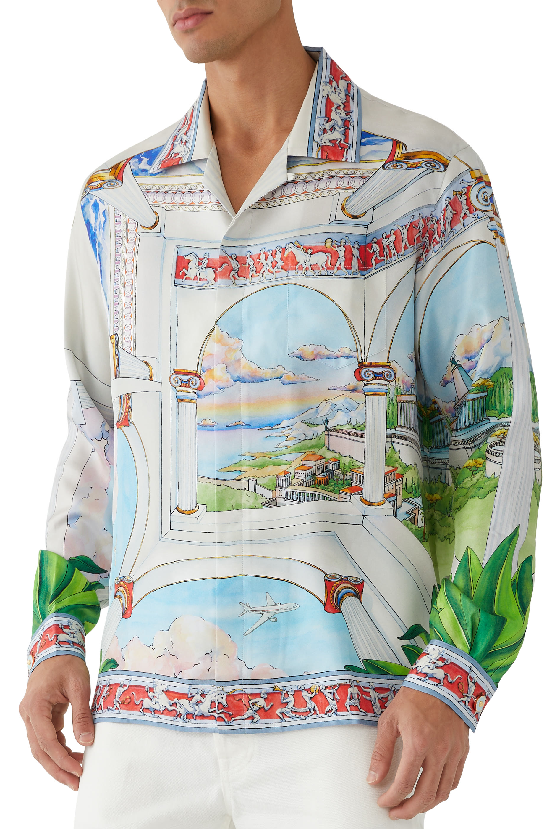 قميص بأكمام طويلة وياقة بنمط كوبي