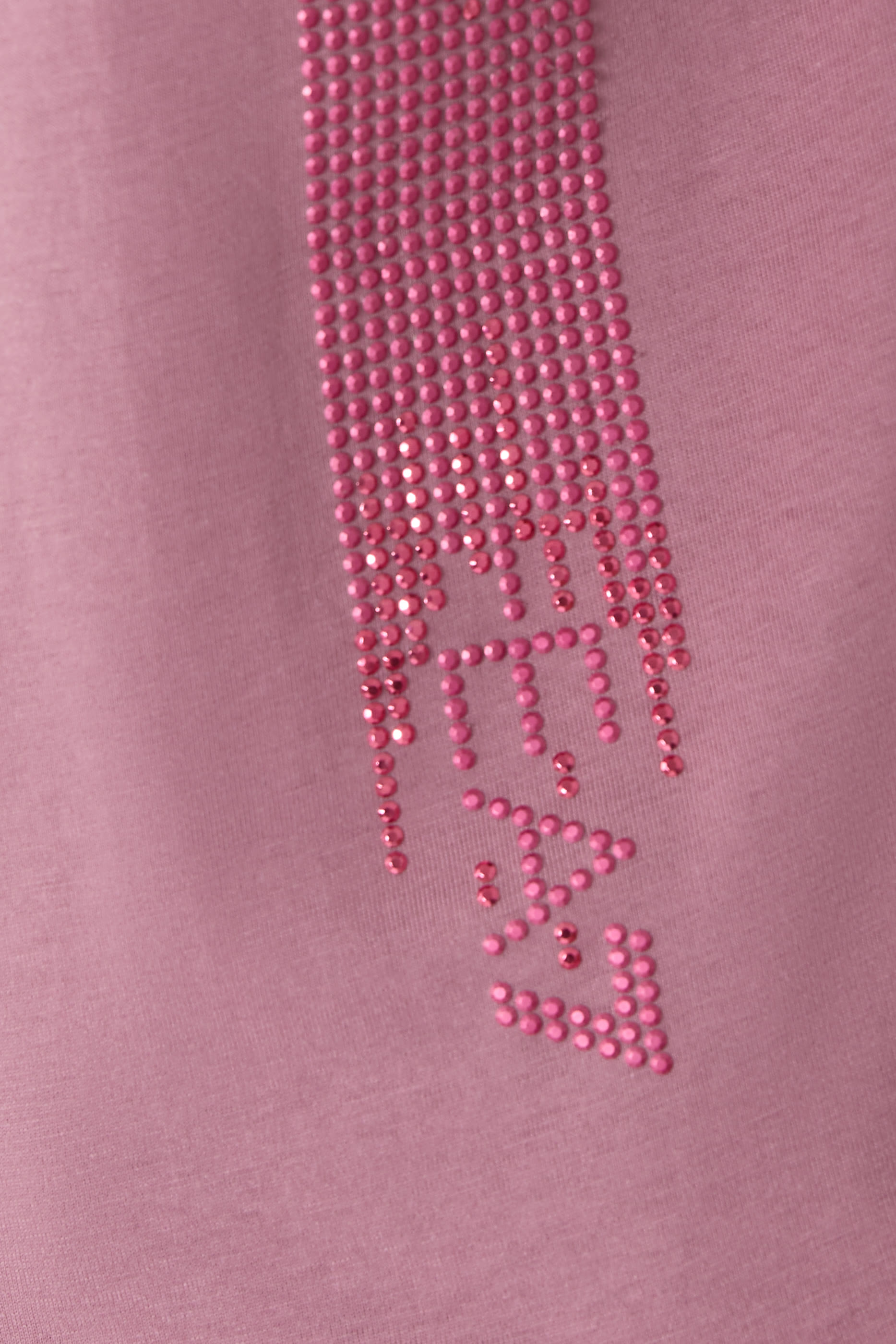 تيشيرت  بشعار الماركة مرصع بأحجار الراين قطن