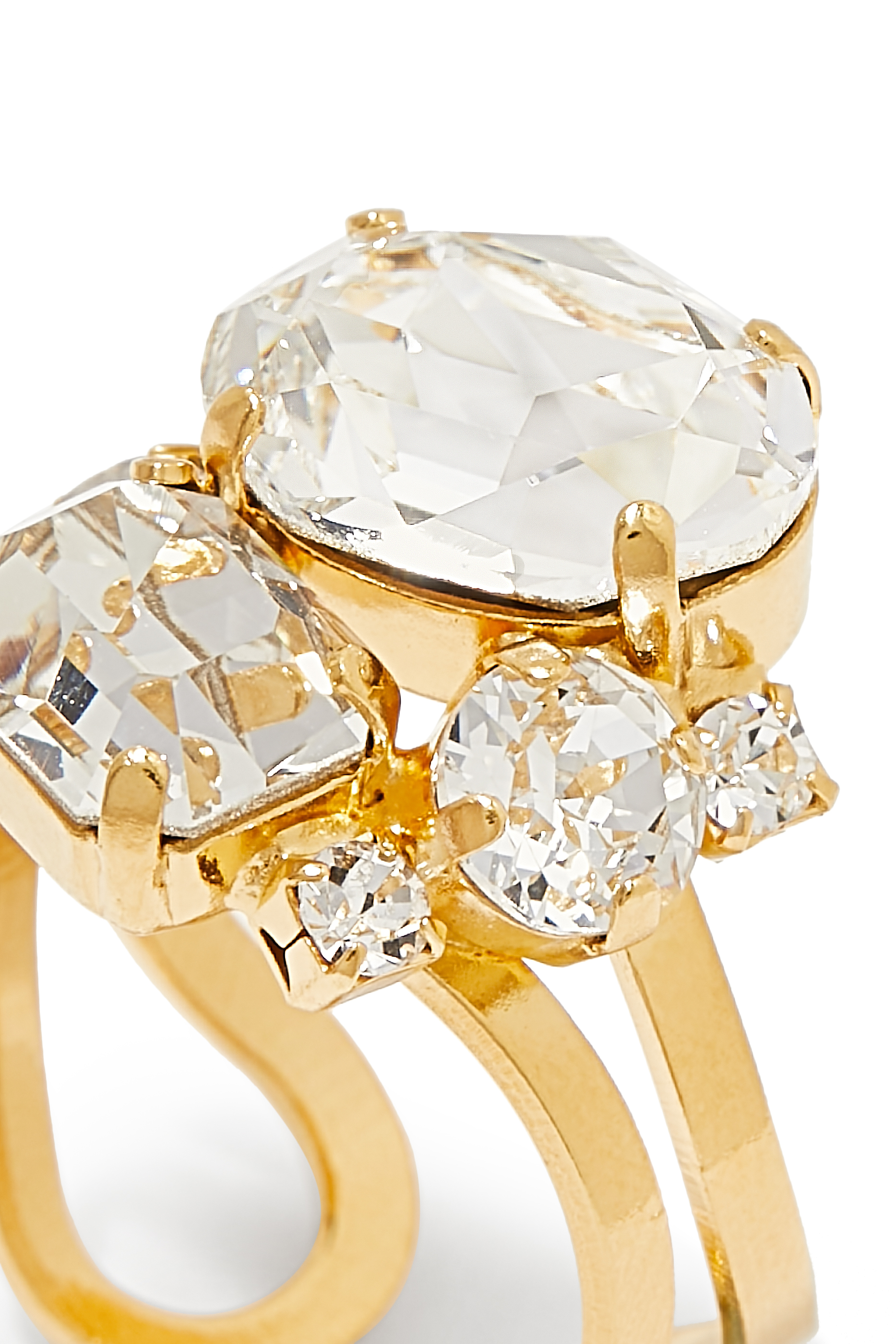 خاتم كارولينا صغير مرصع بكريستال سواروفسكي، طلاء بالروديوم وذهب عيار 18