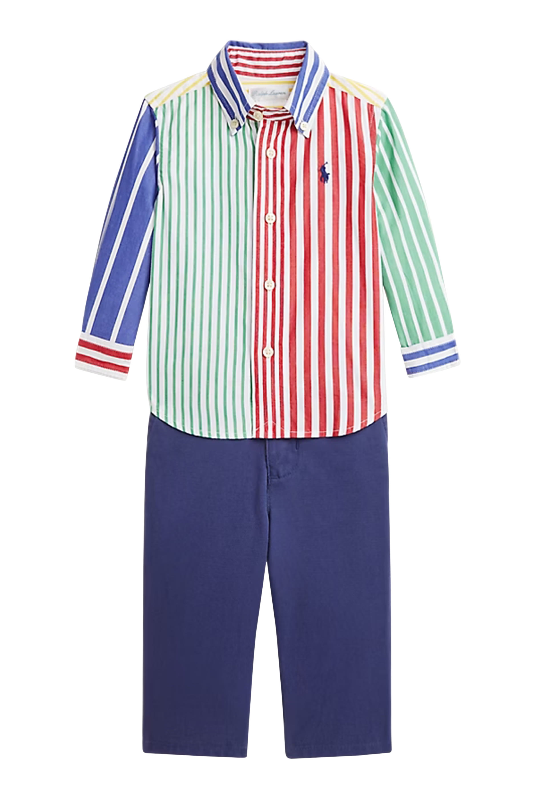 طقم قميص قطن وبنطال تشينو للأطفال