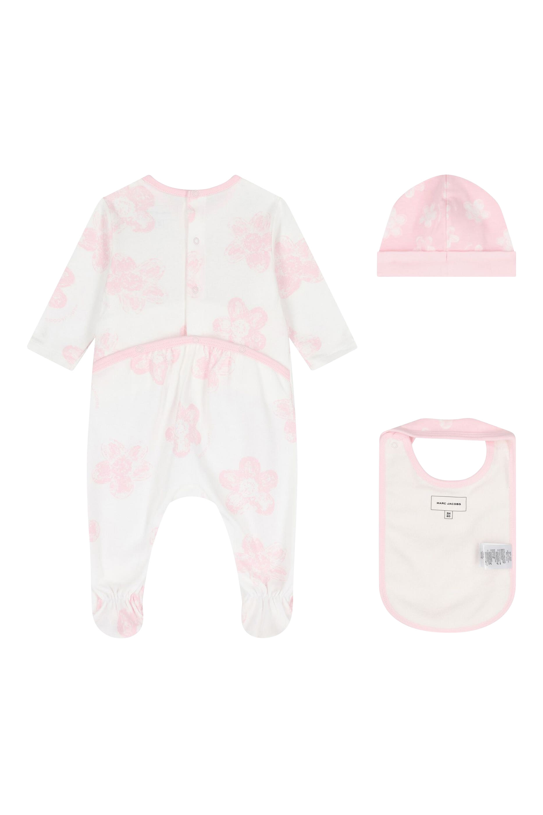 طقم لباس قطعة واحدة بنقشة زهور للأطفال، 3 قطع