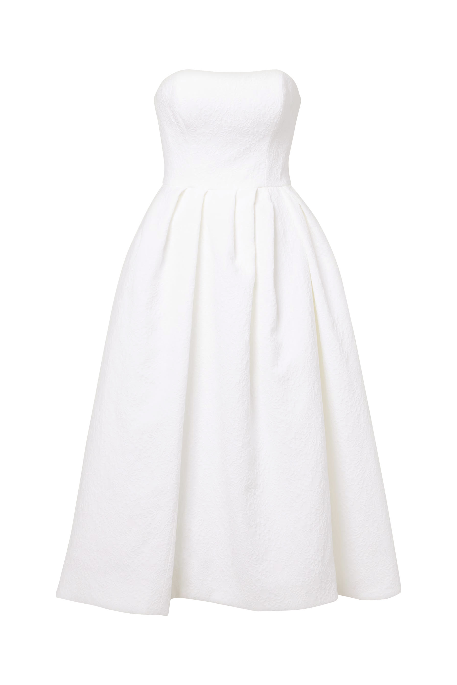 فستان متوسط الطول بلا حمالات بنقشة زهور