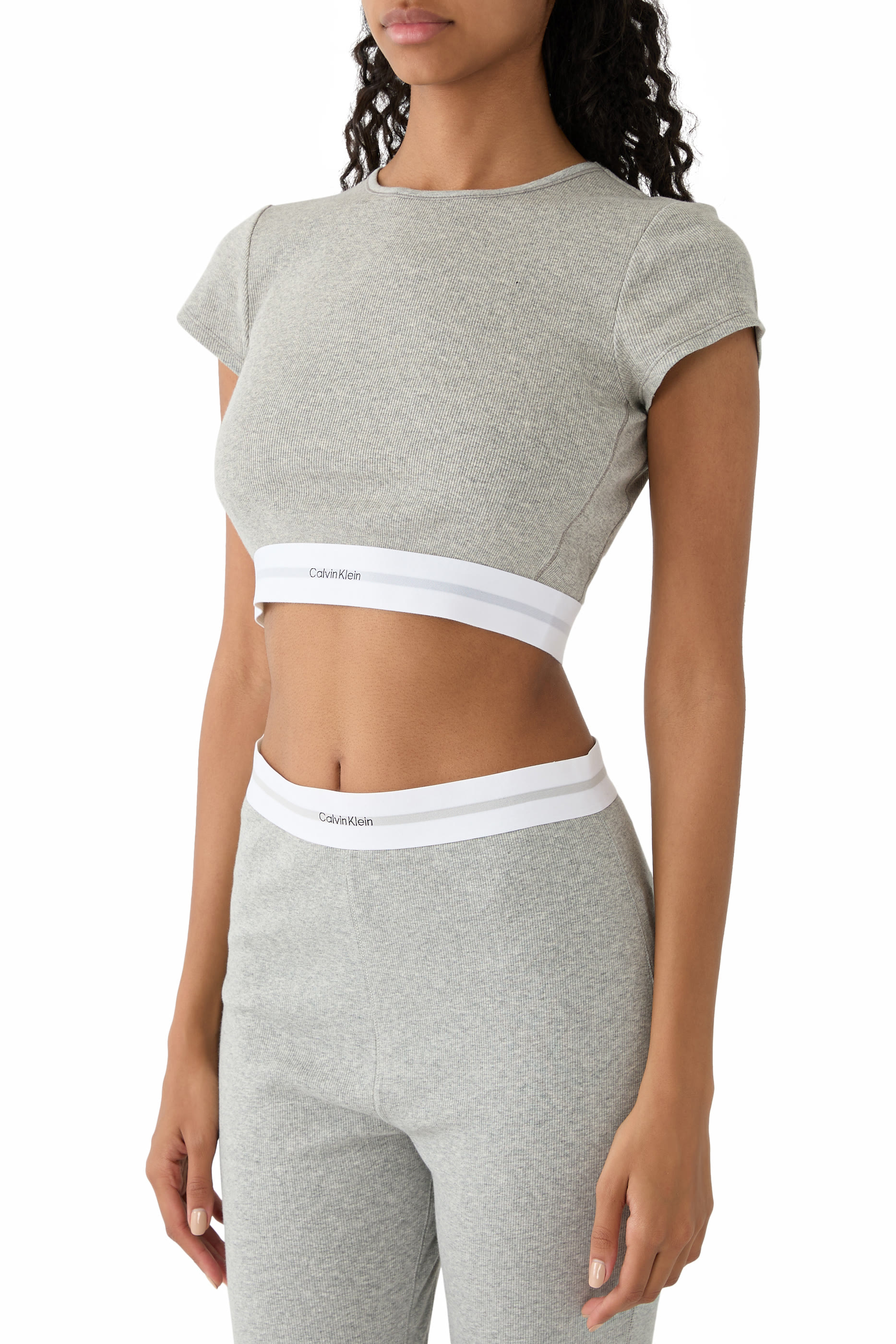 تيشيرت قصير لونغ قطن مطاطي مضلع