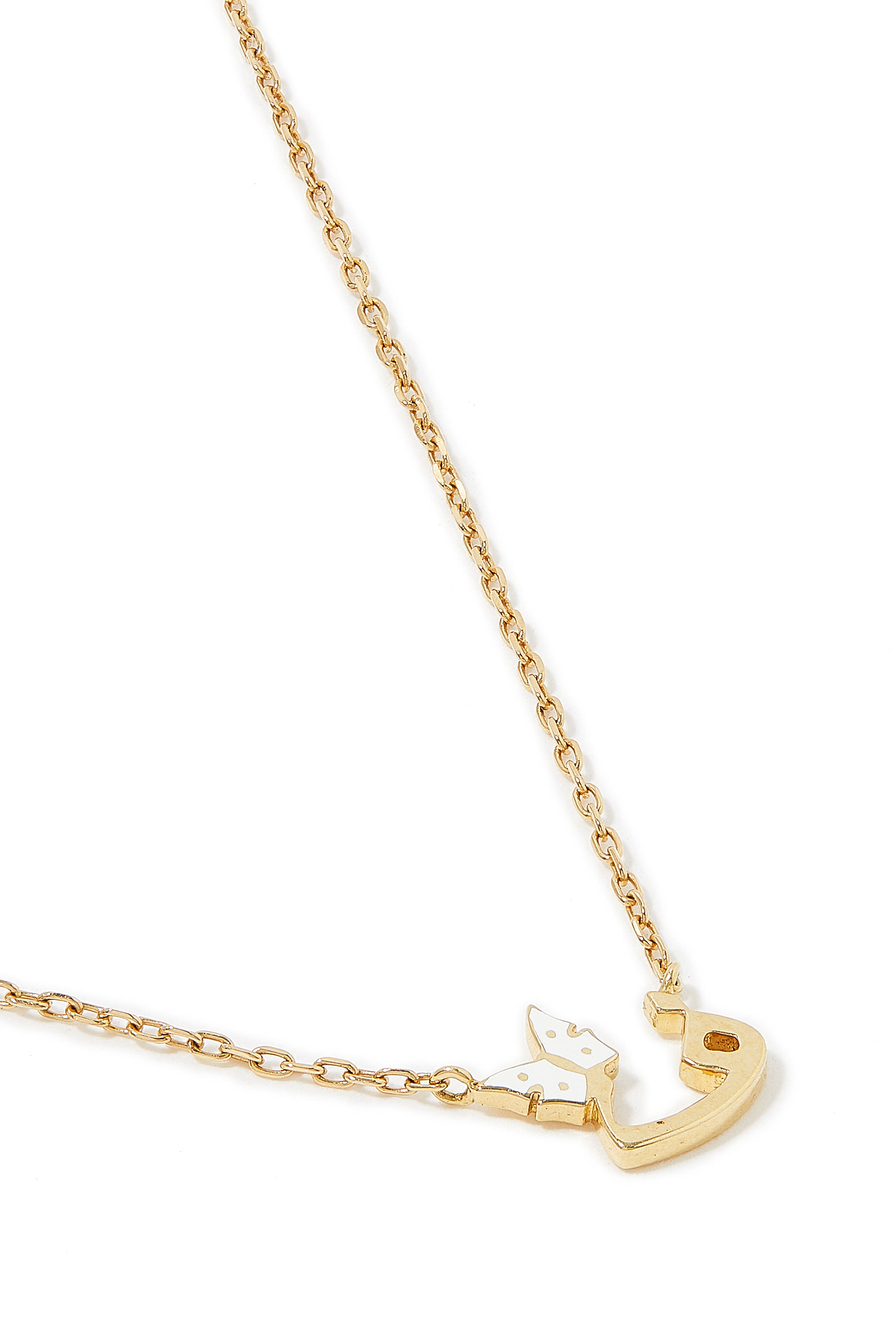 قلادة بدلاية بتصميم حرف 'ف' للأطفال، مينا وذهب عيار 18 قيراط