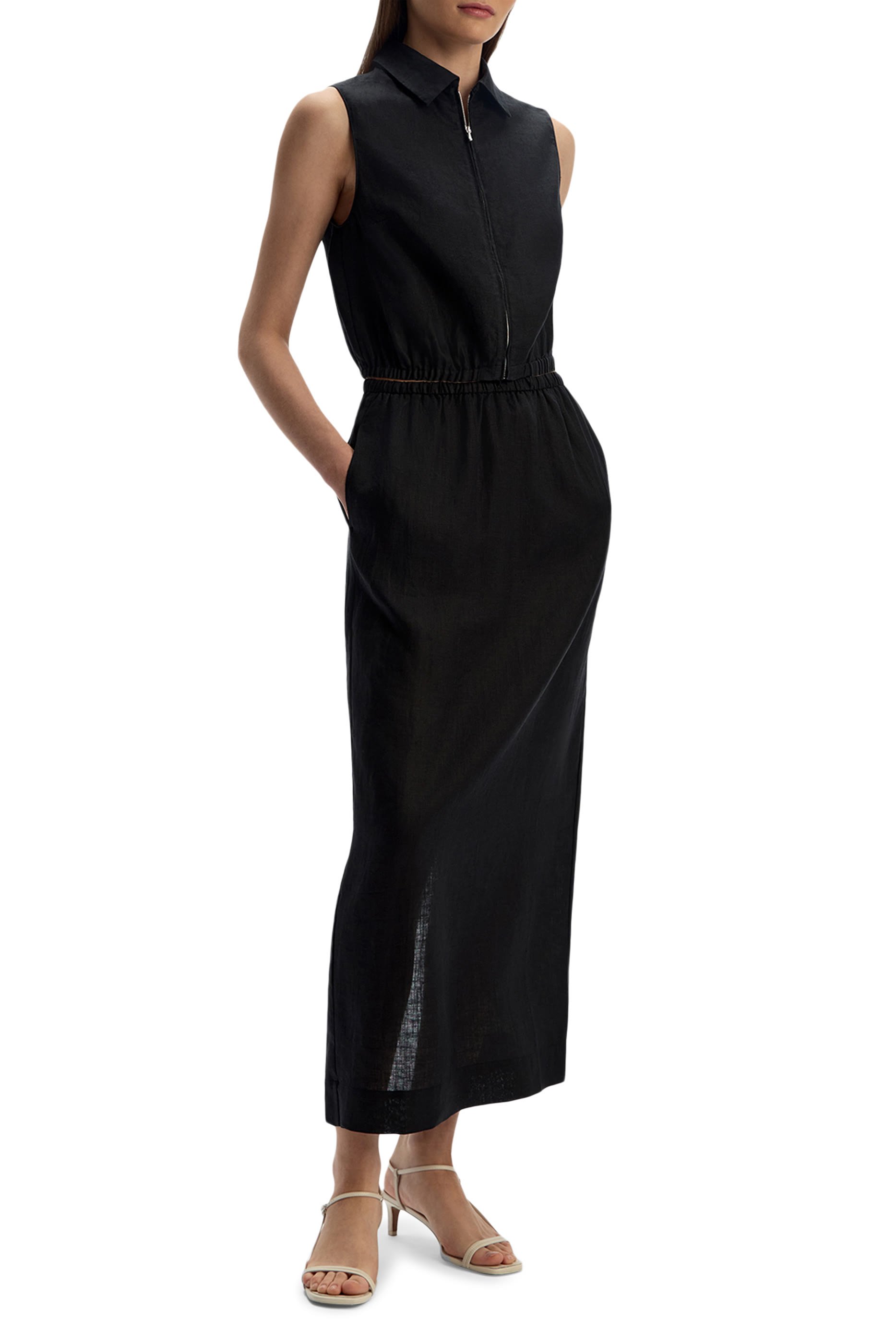 تنورة متوسطة الطول كتان