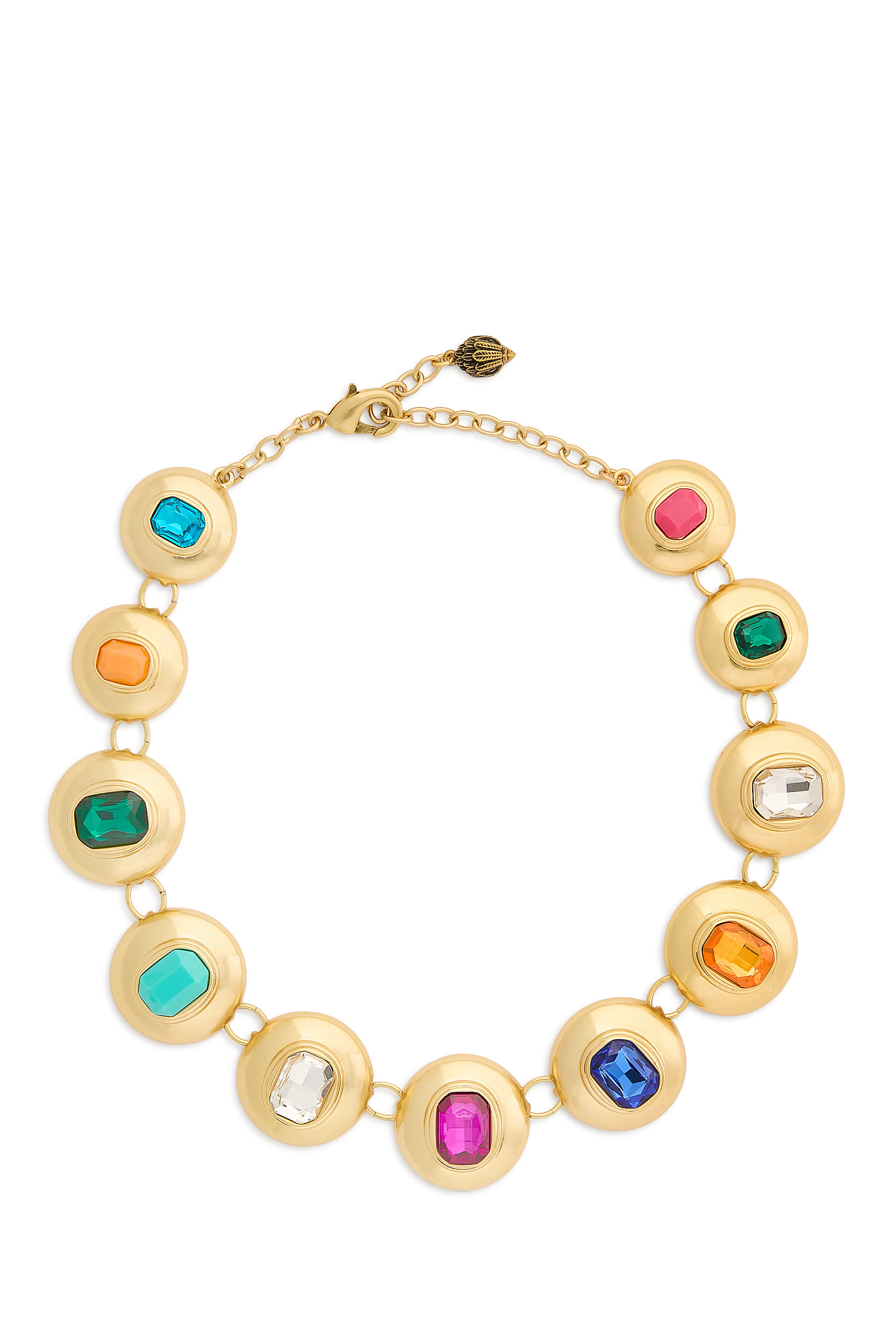 قلادة بحلي بتصميم مقبب مرصعة بأحجار على شكل زمردي