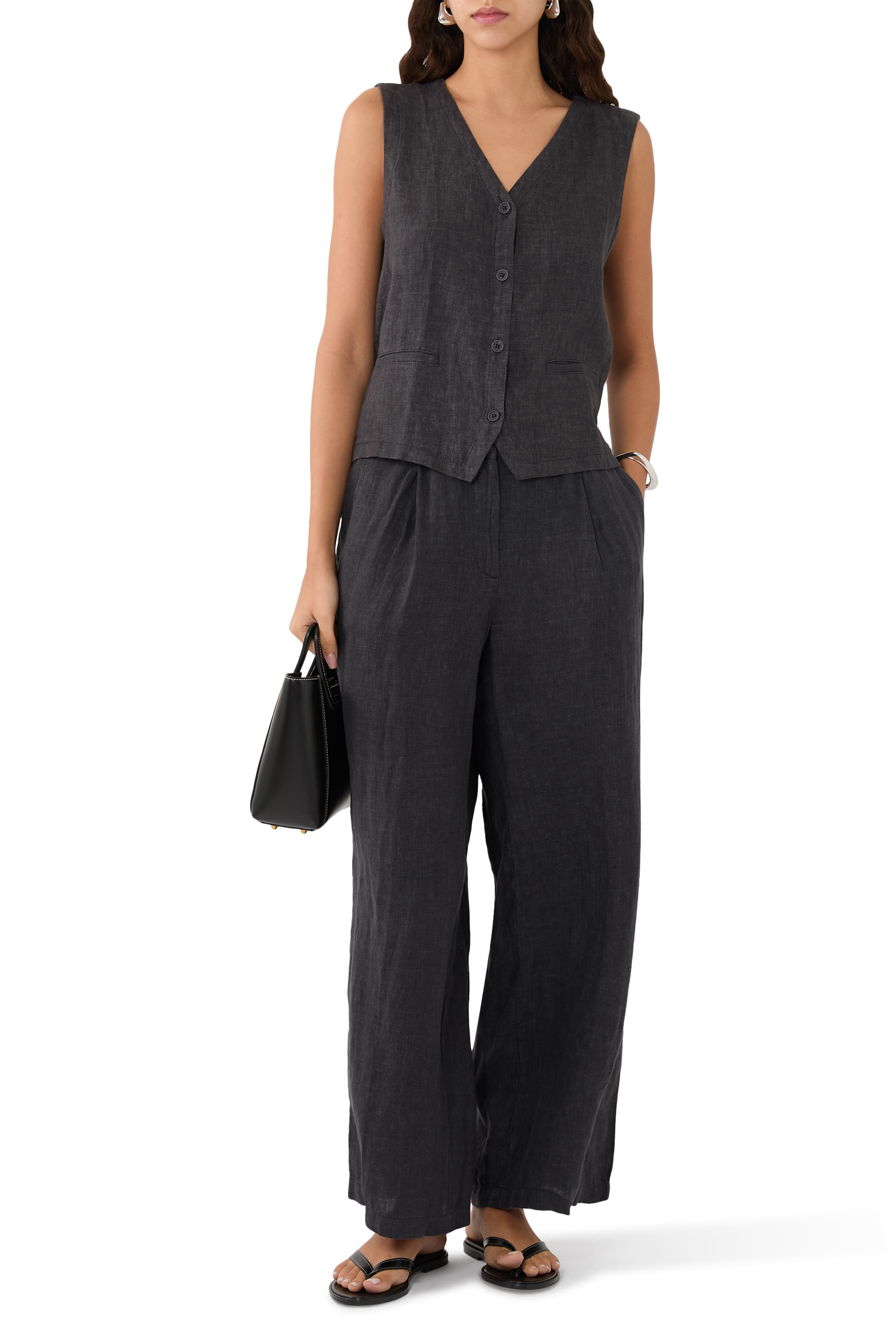 بنطال ديلافيه بلون باهت كتان عضوي