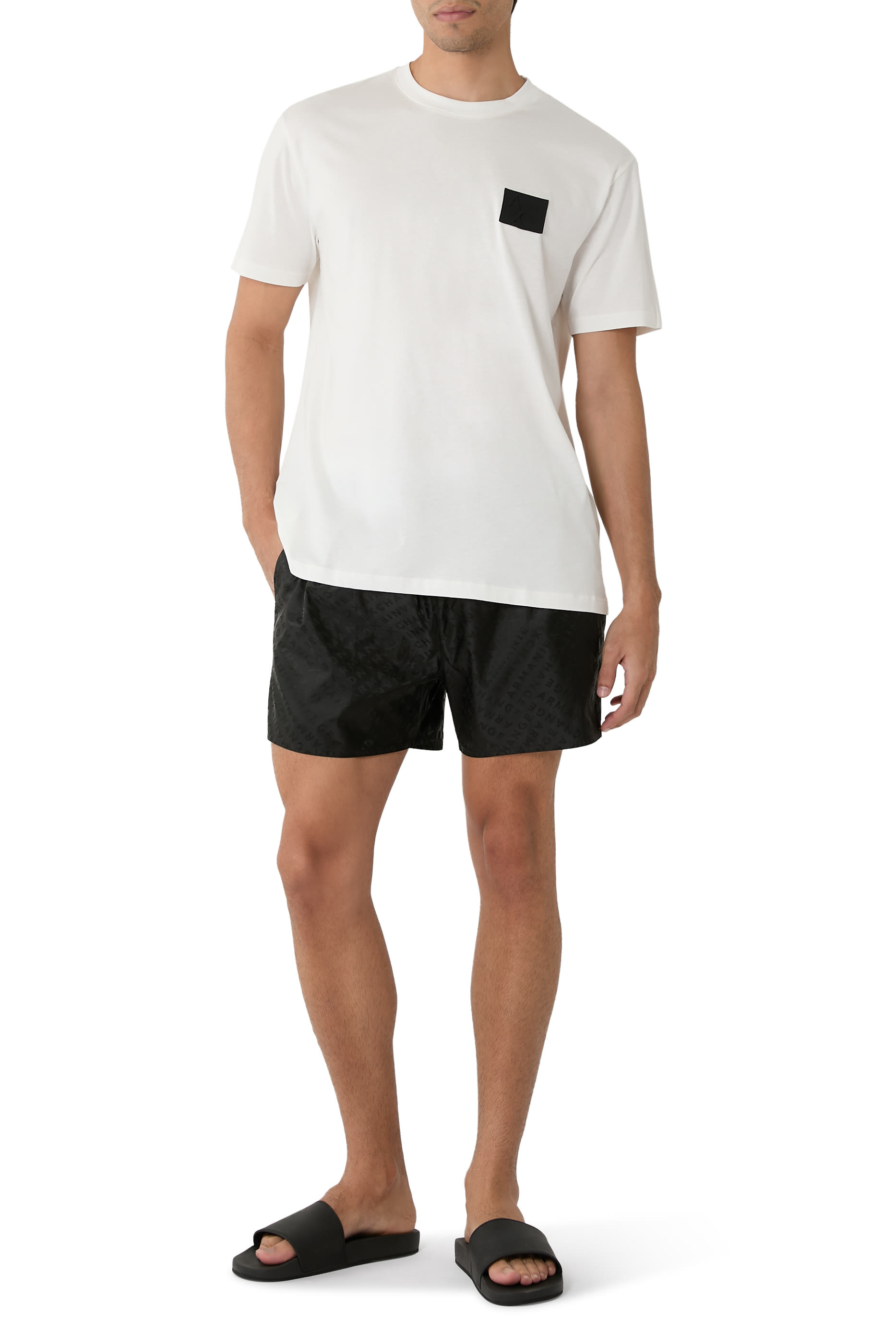 شورت سباحة بوكسر مزين بشعار الماركة بالكامل