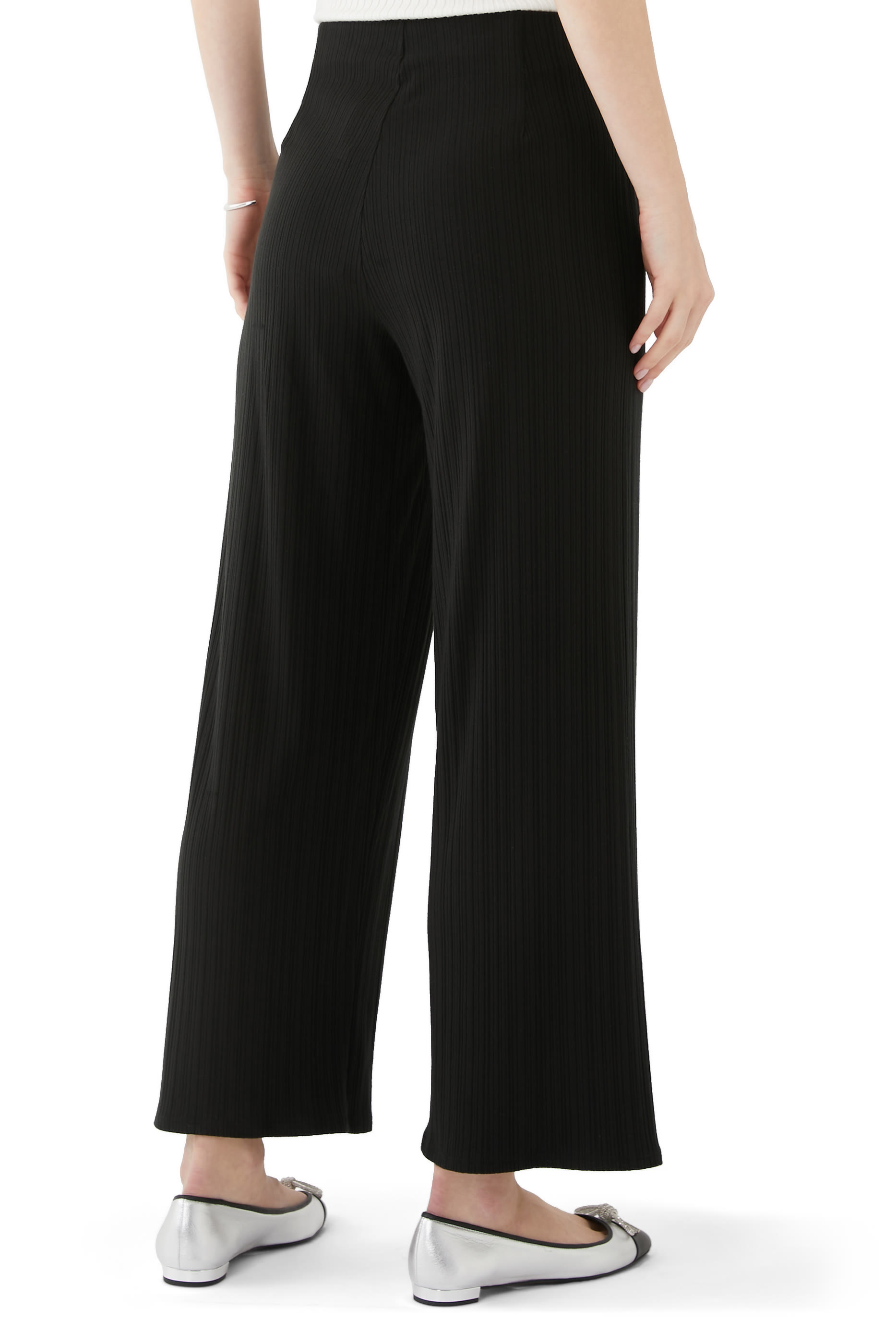Rib Knit Wide-Leg Pants