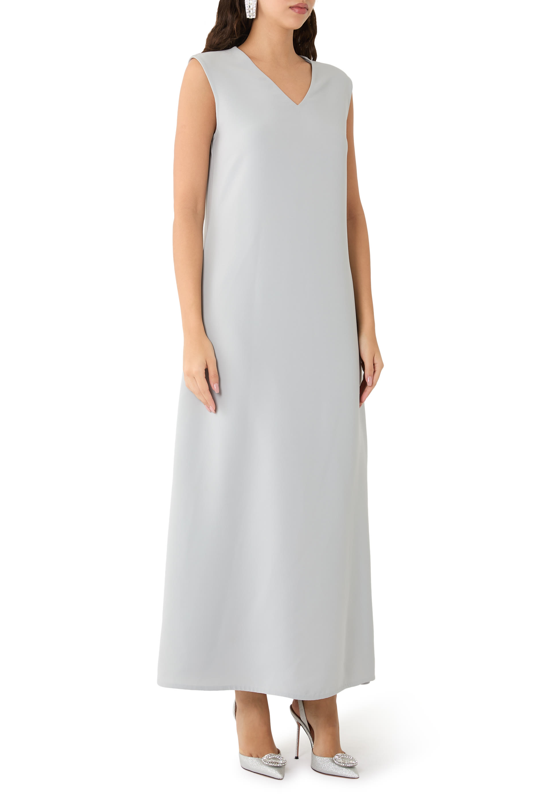 جلابية بوشاح وشرابات وكريستال ستان سميك