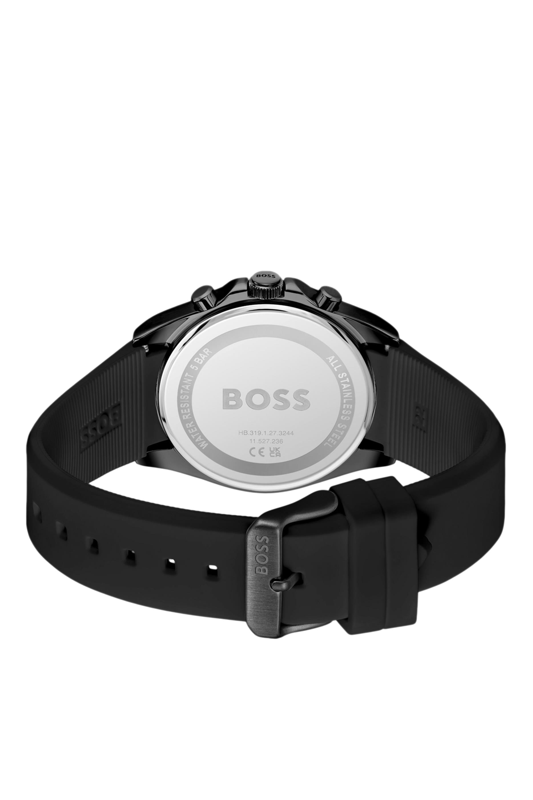  ساعة كرونوغراف بسوار سيليكون مزين بشعار الماركة