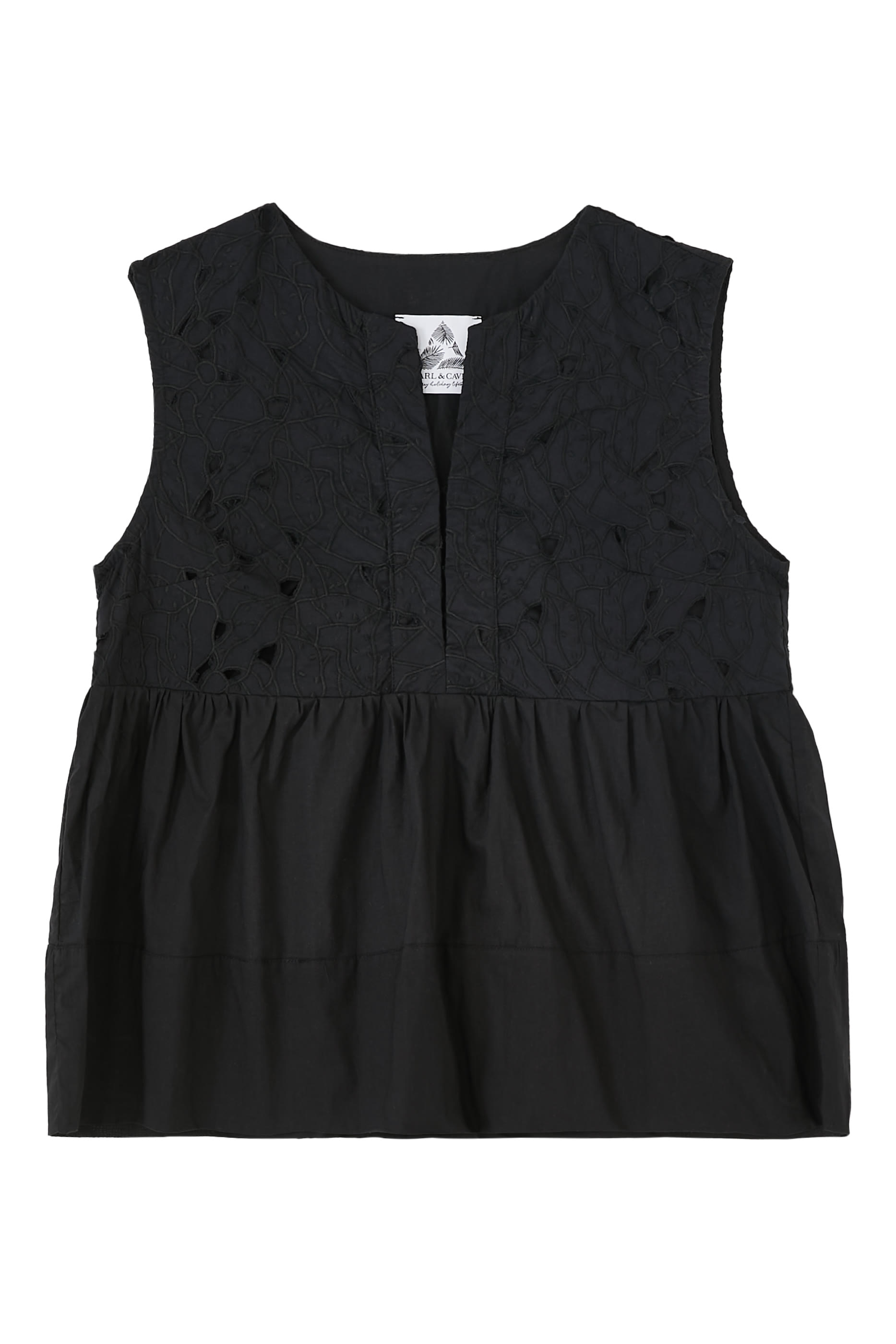 بلوزة بلا أكمام مزينة بتطريزات إنجليزية