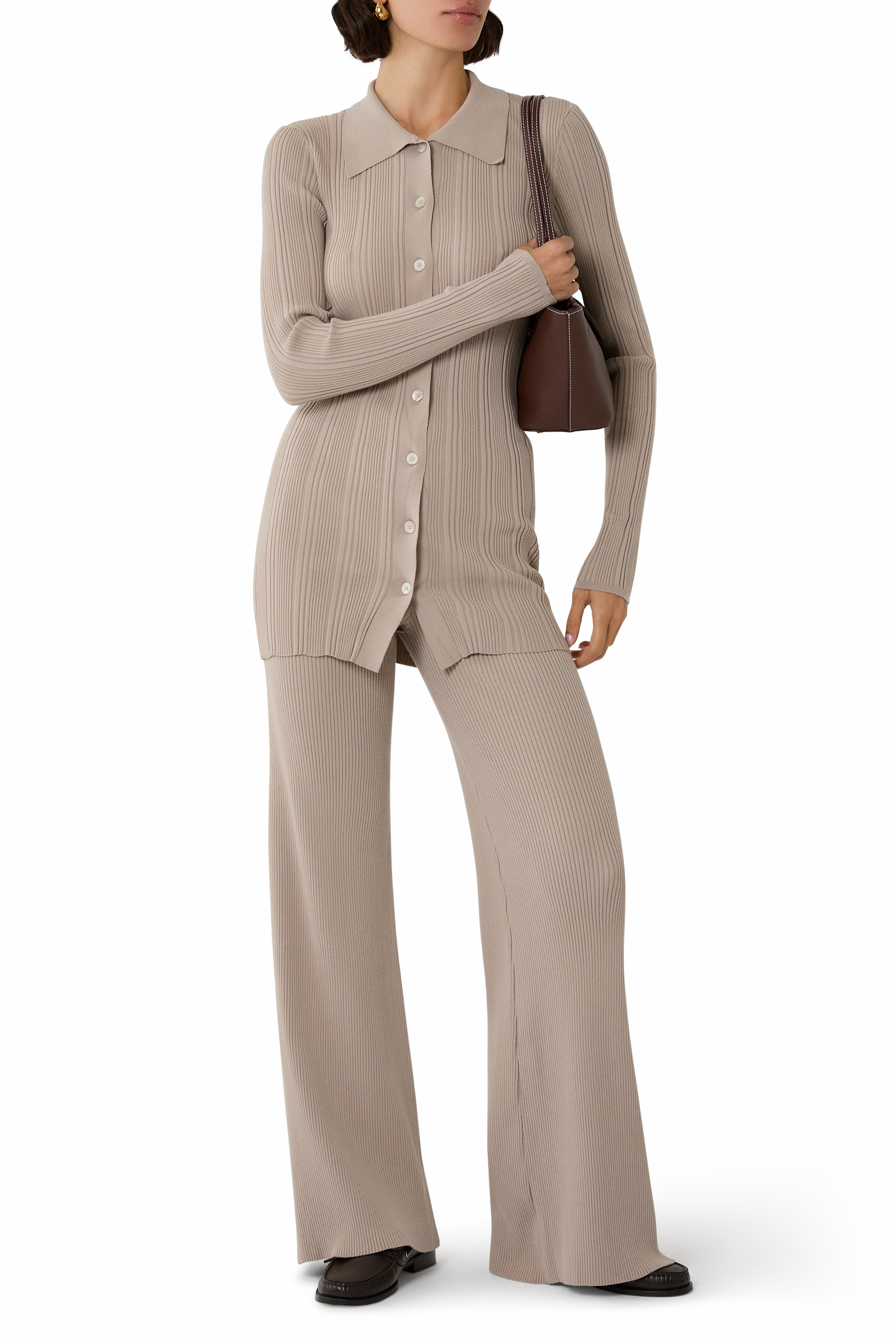 كارديغان منسوج بتصميم مضلع