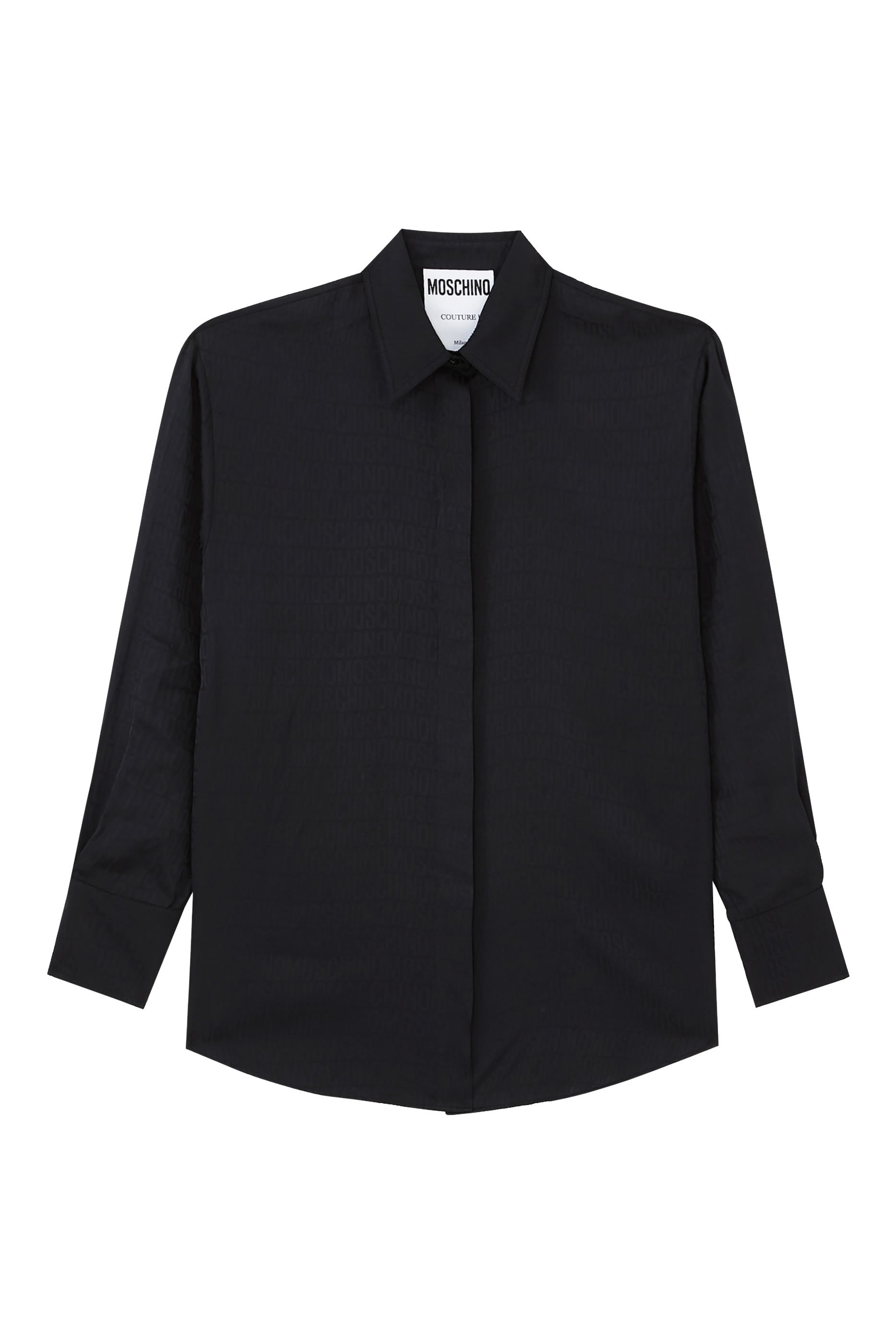 قميص من مزيج حرير بشعار الماركة