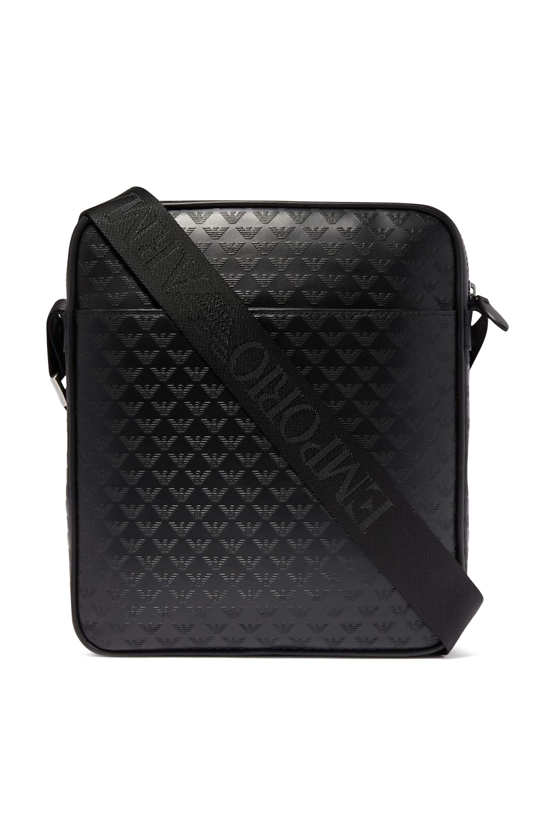 حقيبة مسنجر بنقشة بارزة بشعار الماركة