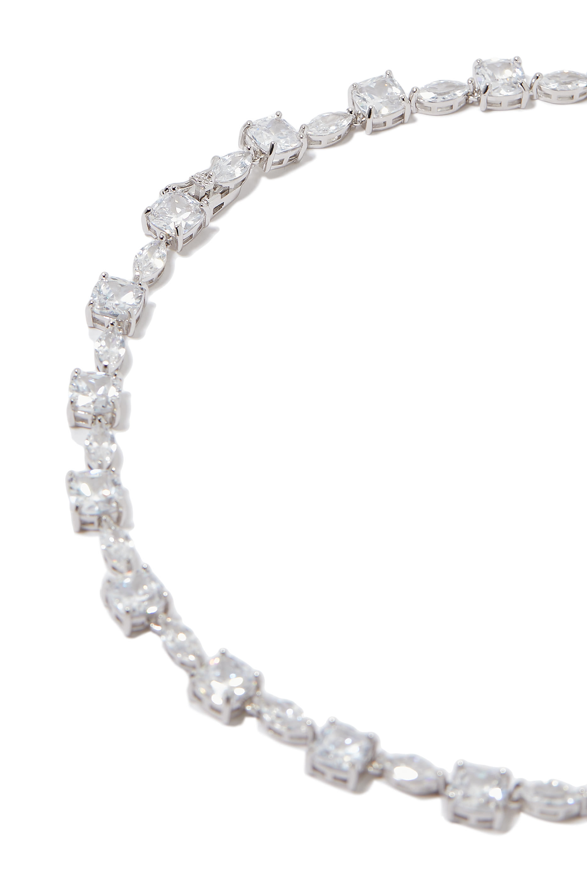 قلادة تنس كوشن اند ماركيز مرصعة بأحجار زركونيا مكعبة، نحاس مطلي بالروديوم